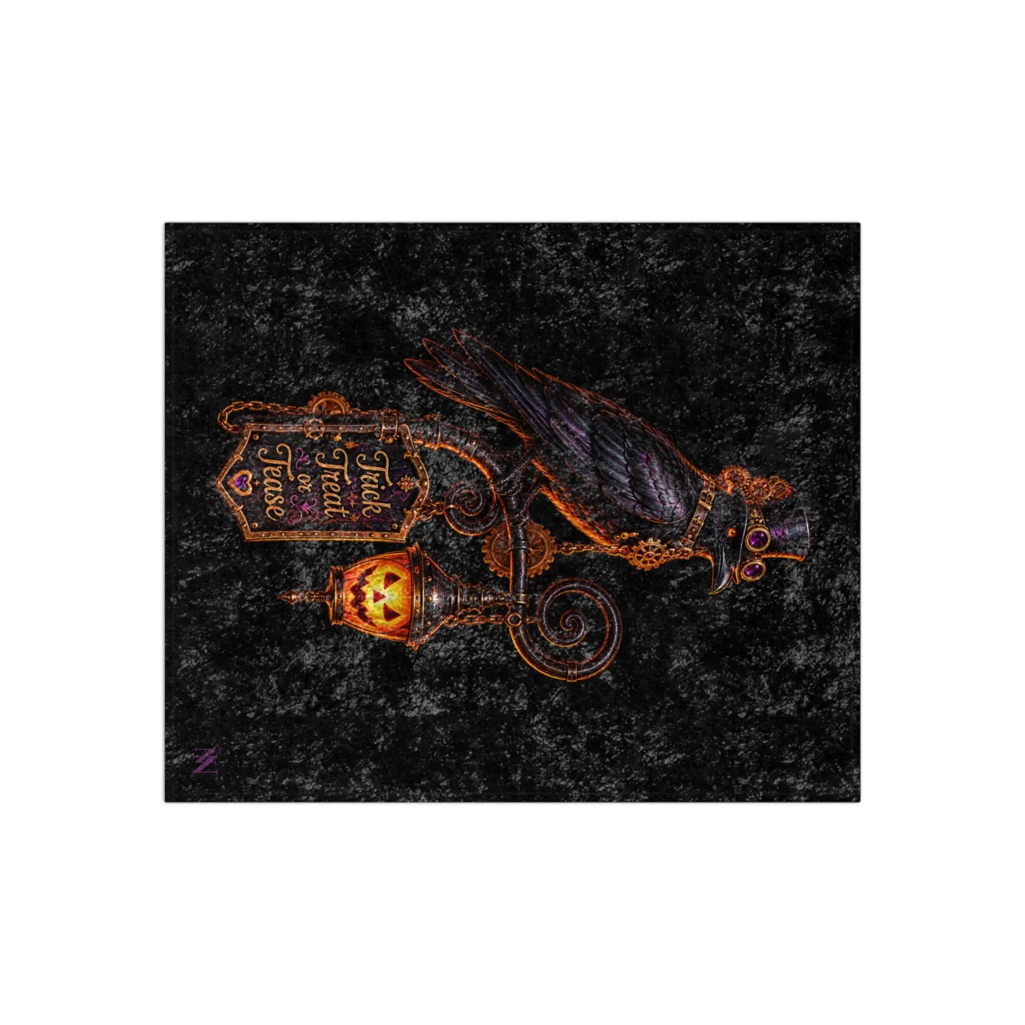 Trick Treat or Tease Crow | Nectar Napkins Fun-Flirty Lovers’ Crushed Velvet Blankets