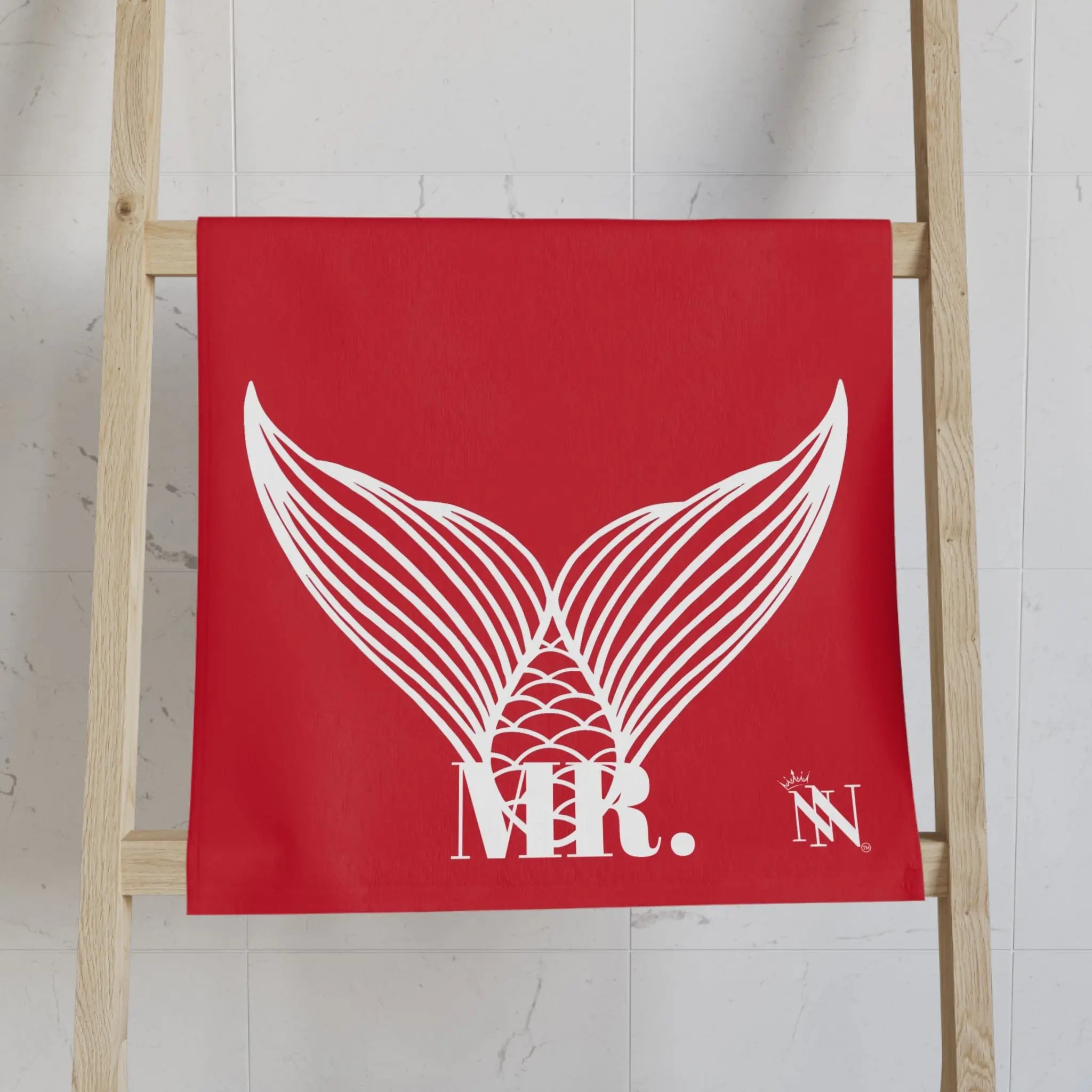 Mr. Mrs. Mermaid Shareable Sides Red Cum Towel