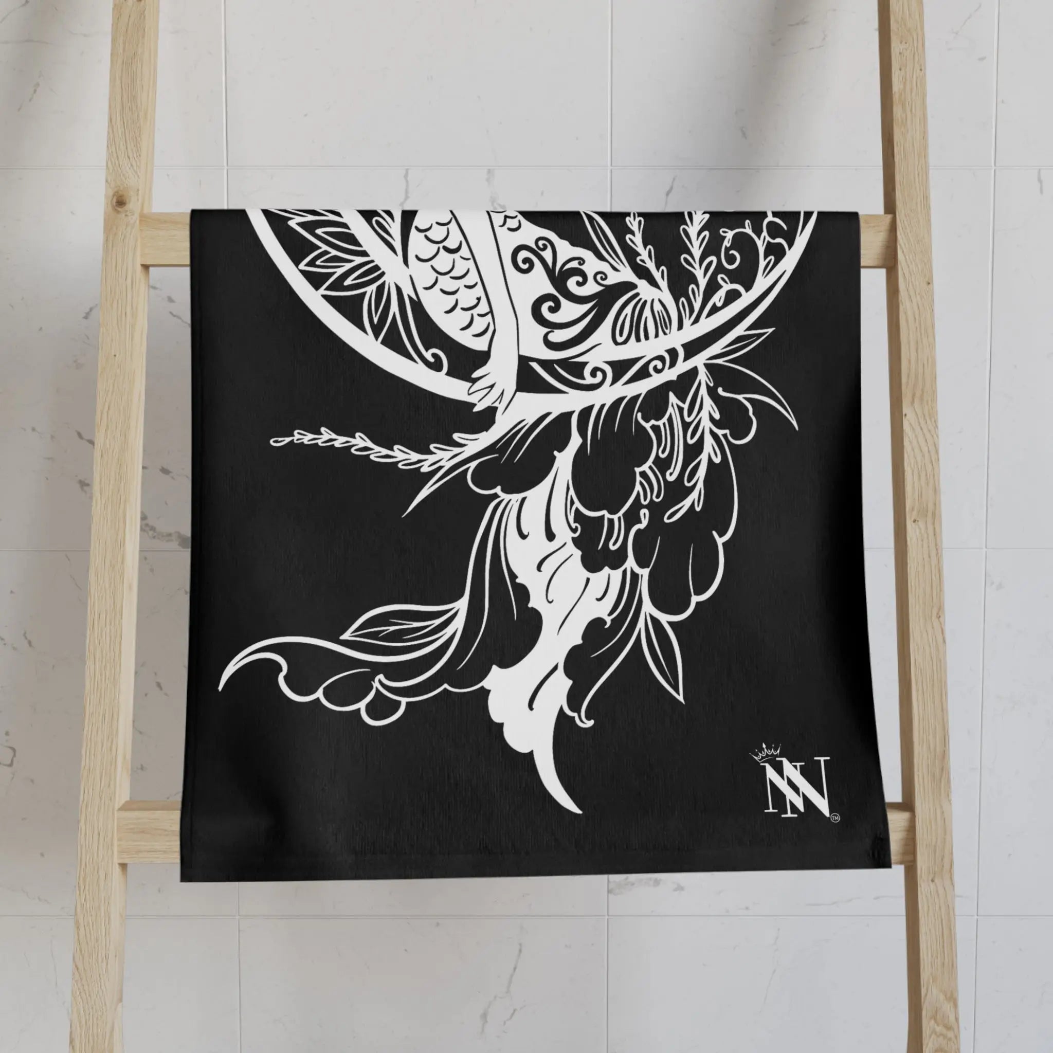 Mermaid On Moon Black Cum Towel