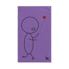 Stick Man Heart Balloon Light Purple Cum Towel
