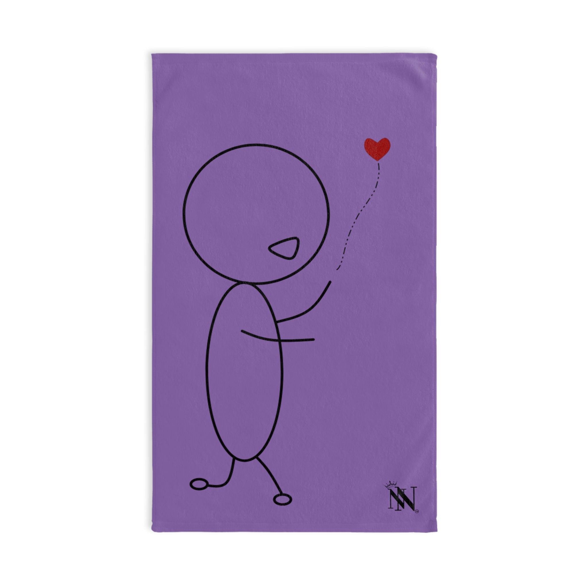 Stick Man Heart Balloon Light Purple Cum Towel