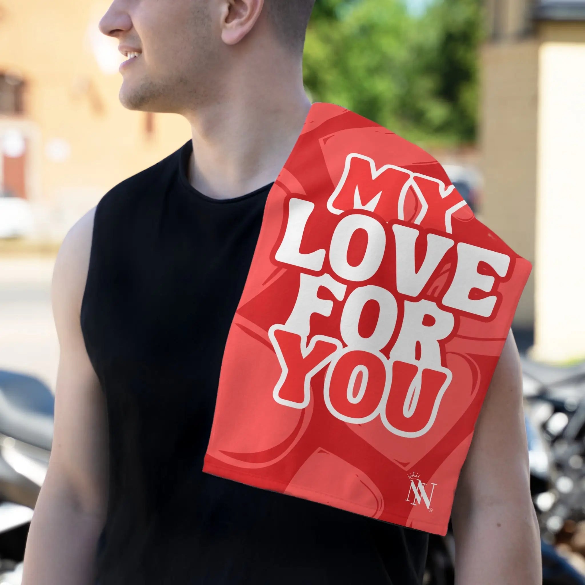 My Love for You Heart Pattern Sex Towel