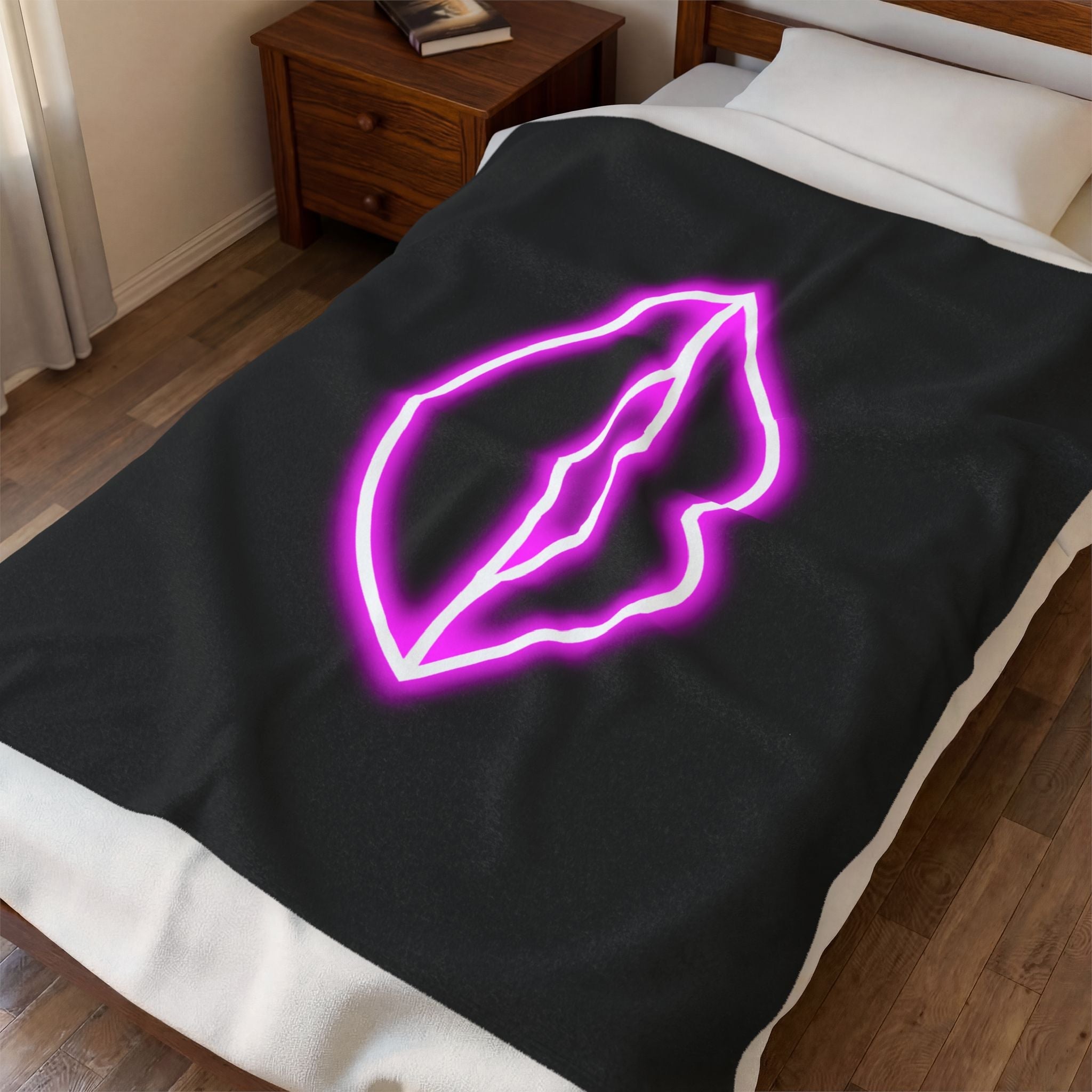 Her Lips Neon Romantic Gifts Silky Soft Love Blanket