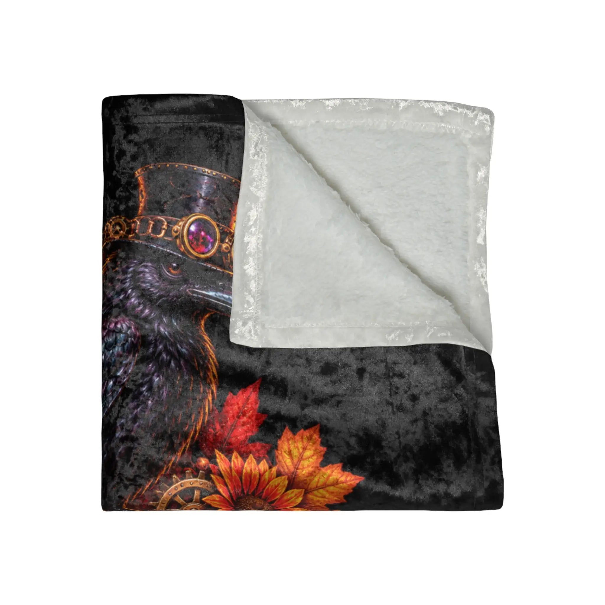 Gobble Til’ You Wobble Crow | Nectar Napkins Fun-Flirty Lovers’ Crushed Velvet Blankets