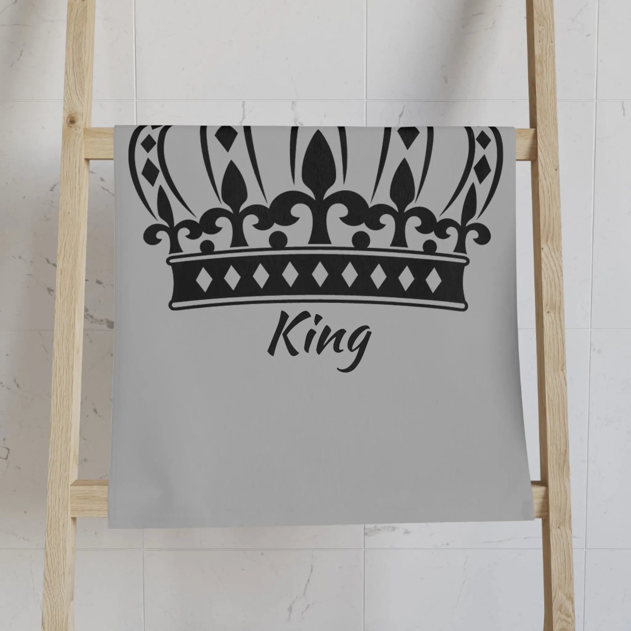Large Crown King Light Grey | Mix & Match Classic Fun-Flirty Lovers’ Towels