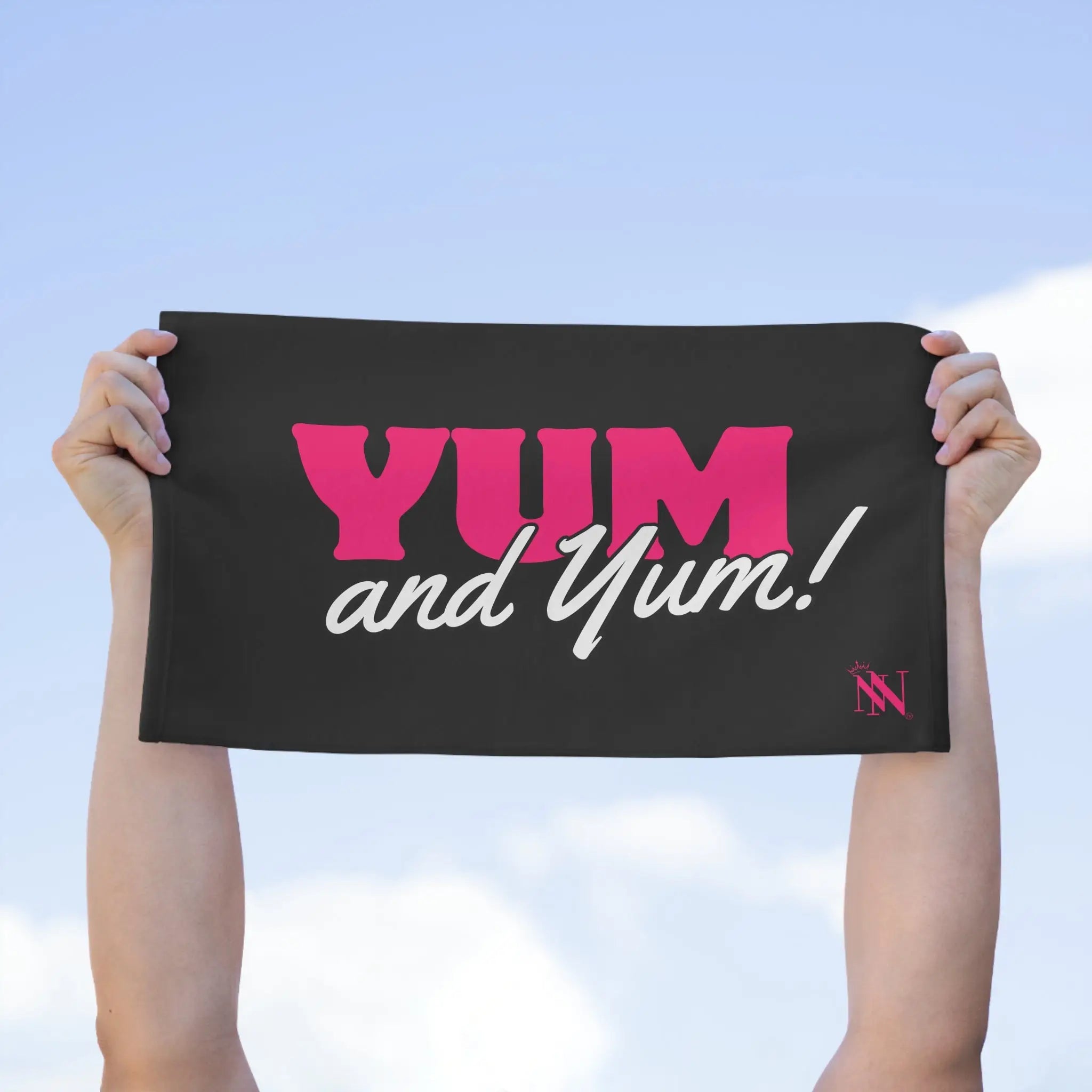 Yum and Yum! Black Mix & Match Soft Sex Towels | Flirty Lovers’ Gifts