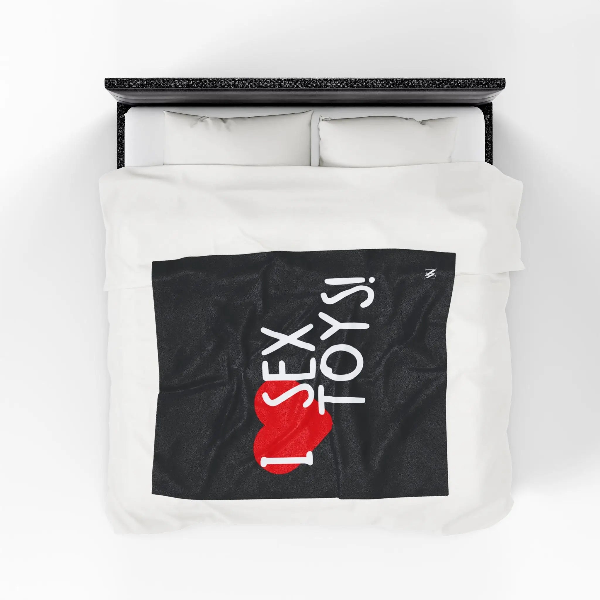 I Heart Sex Toys Black | Mix & Match Velveteen Fun-Flirty Lovers’ Blankets