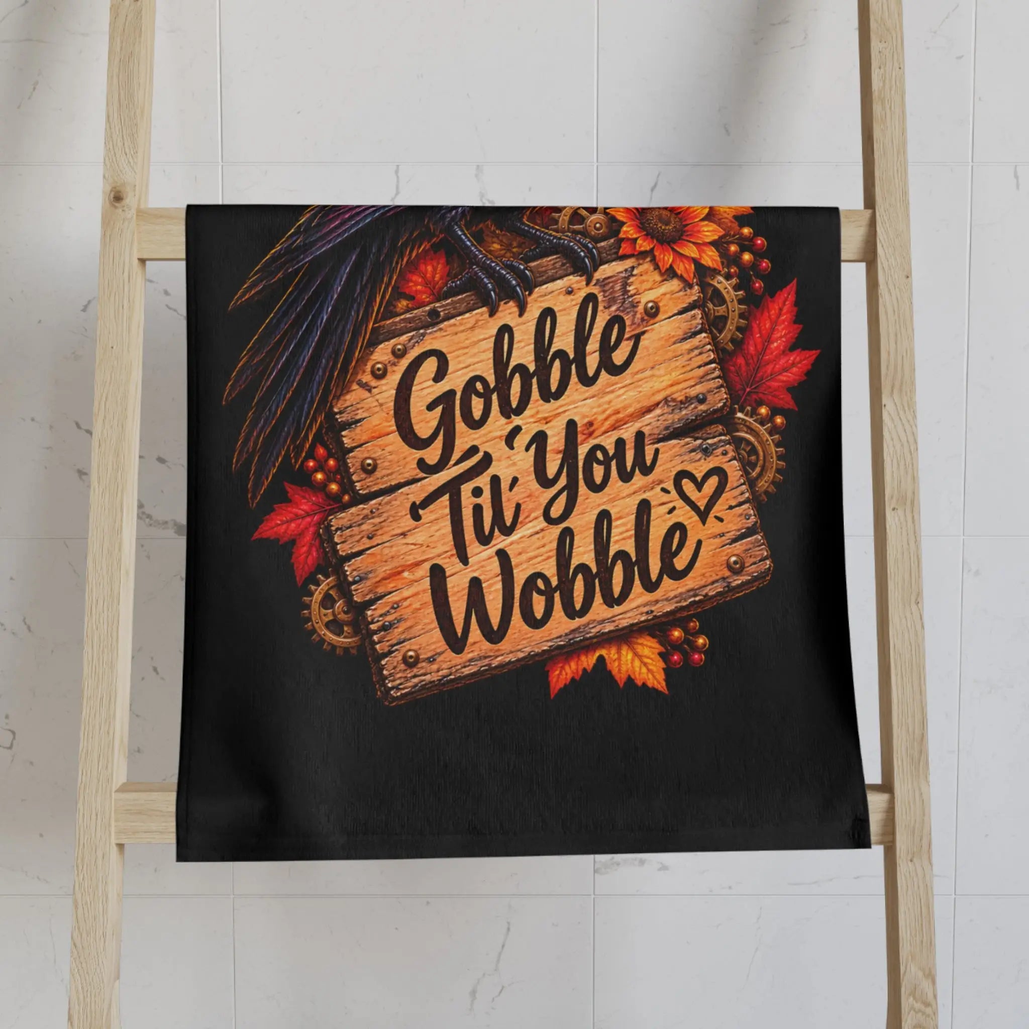 Gobble Til’ You Wobble Crow | Nectar Napkins Classic Fun-Flirty Lovers’ Towels