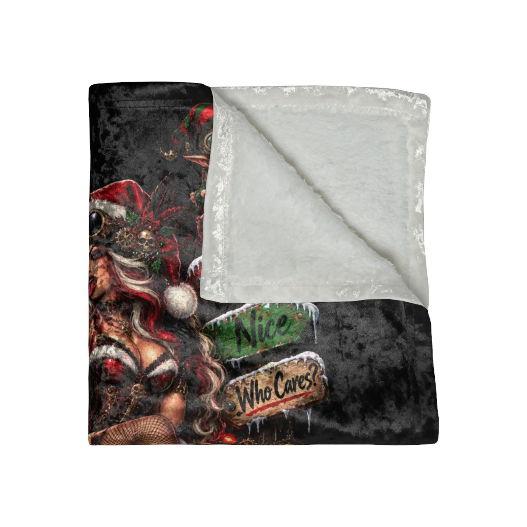 Christmas Wicked Fantasy | Nectar Napkins Fun-Flirty Lovers’ Crushed Velvet Blankets