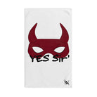Yes Sir’ Red Mask Horns White | Mix & Match Classic Fun-Flirty Lovers’ Towels