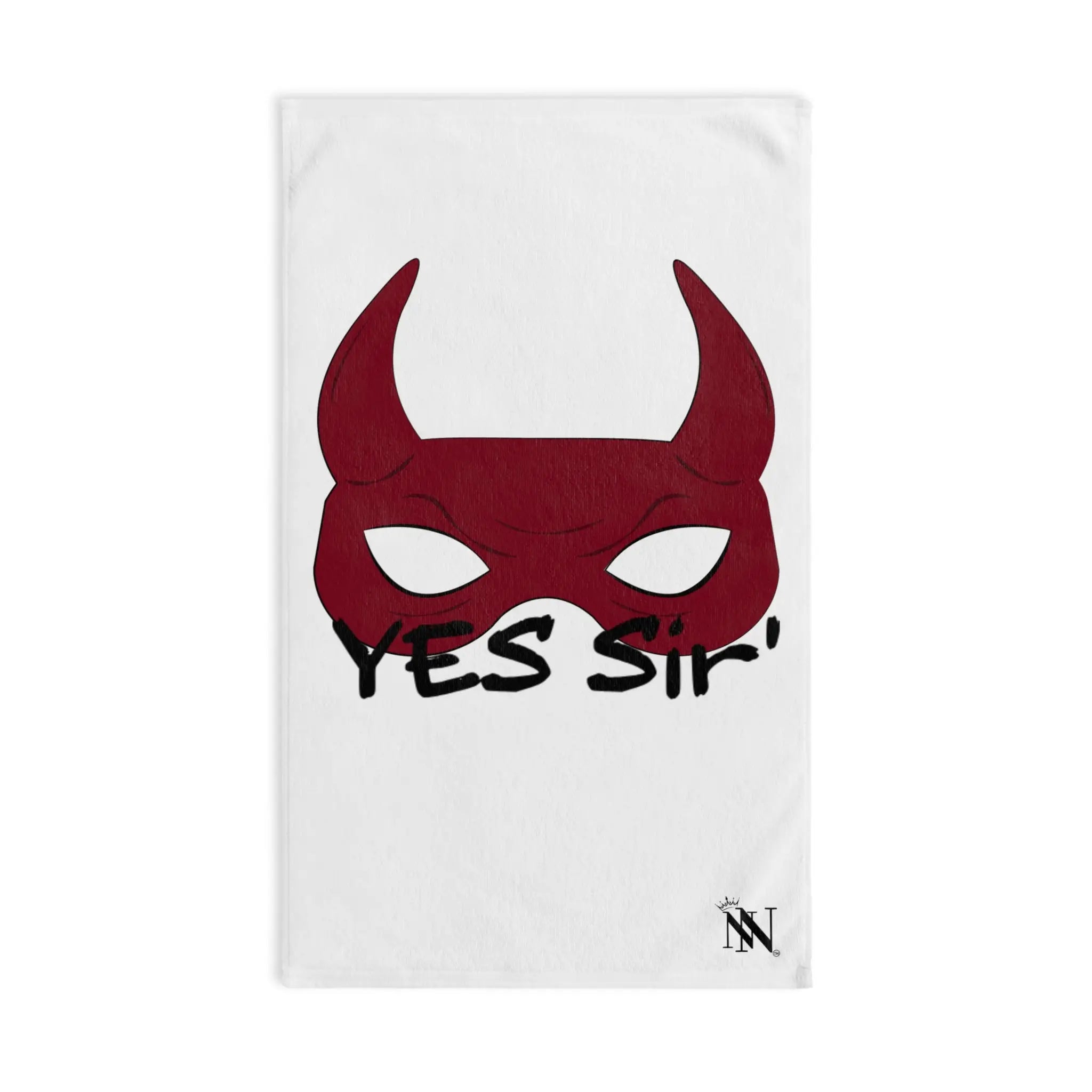 Yes Sir’ Red Mask Horns White | Mix & Match Classic Fun-Flirty Lovers’ Towels