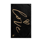 Gold Love Heart Black Cum Towel