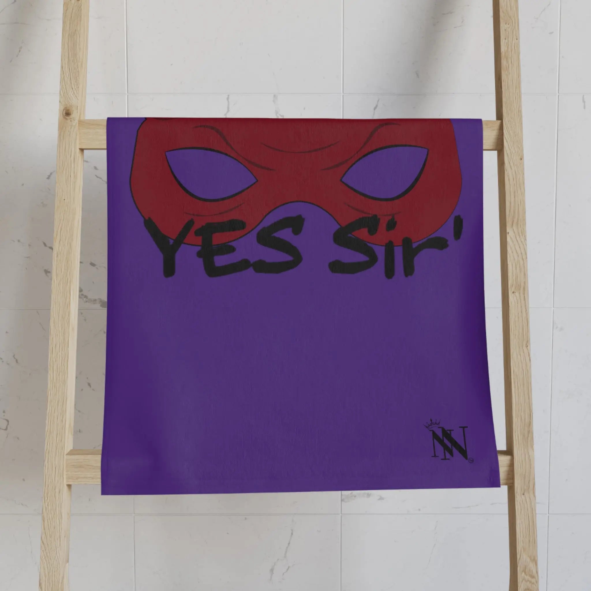 Yes Sir’ Red Mask Horns Purple | Mix & Match Classic Fun-Flirty Lovers’ Towels