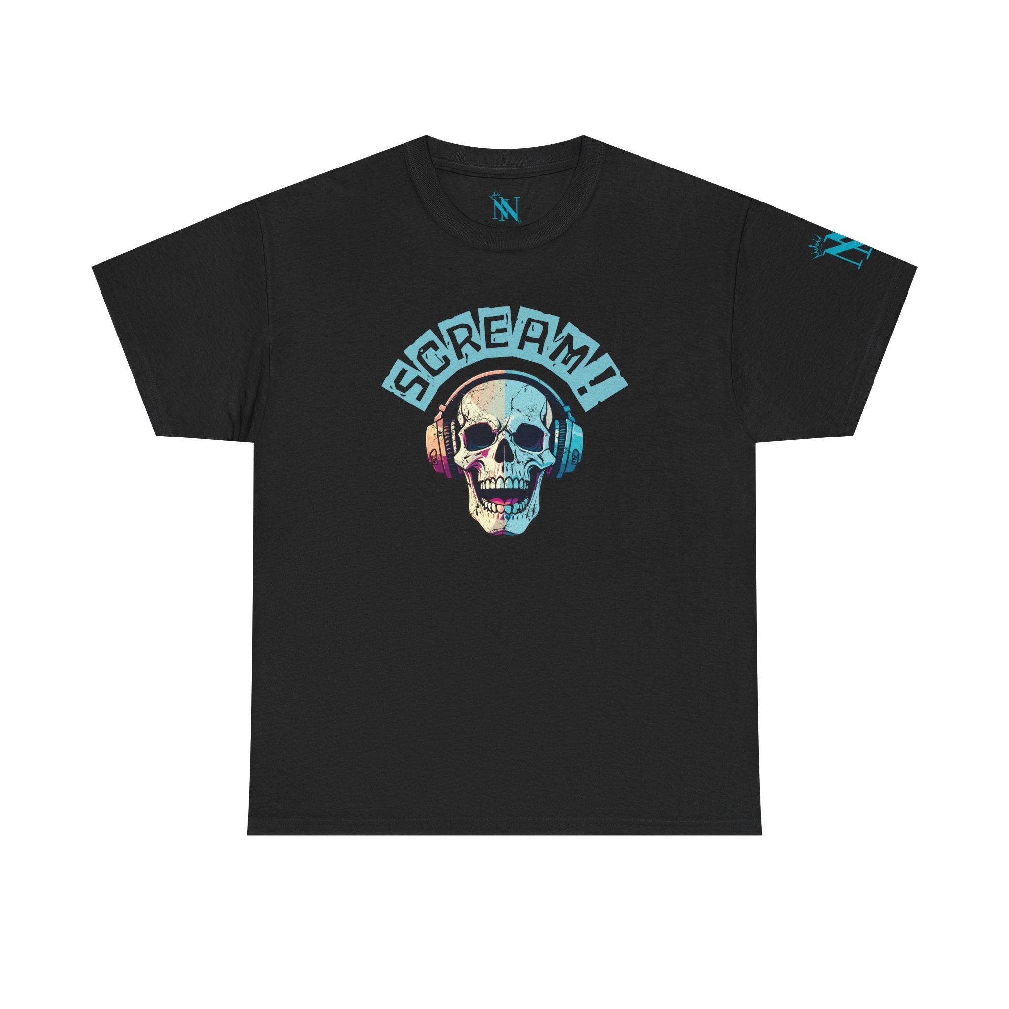 Scream! Skull Headphones | Mix & Match Cotton Unisex Fun-Flirty Lovers’ T-Shirts