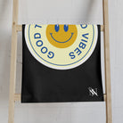 Good Times Good Vibes Happy Face Black Cum Towel