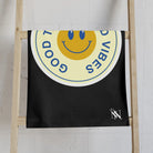Good Times Good Vibes Happy Face Black | Mix & Match Classic Fun-Flirty Lovers’ Towels