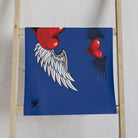 Double Hearts with Wings Blue Cum Towel