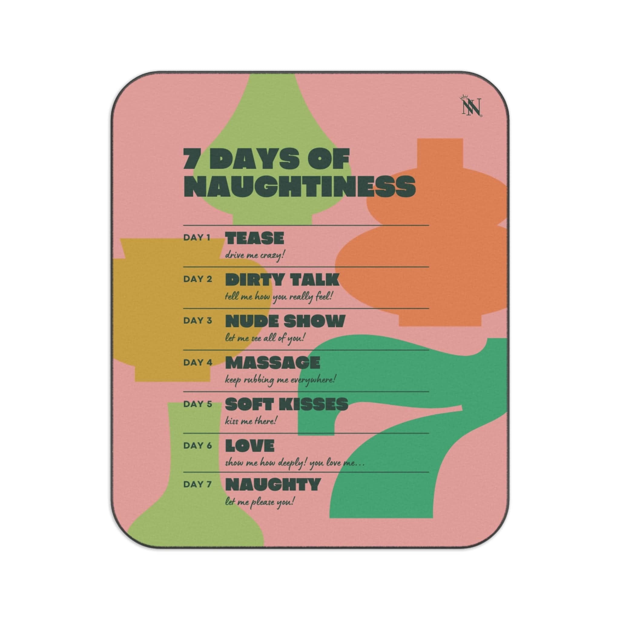 7 Days of Naughtiness | Mix Match Fun-Flirty Lovers’ Water-Resistant Blankets