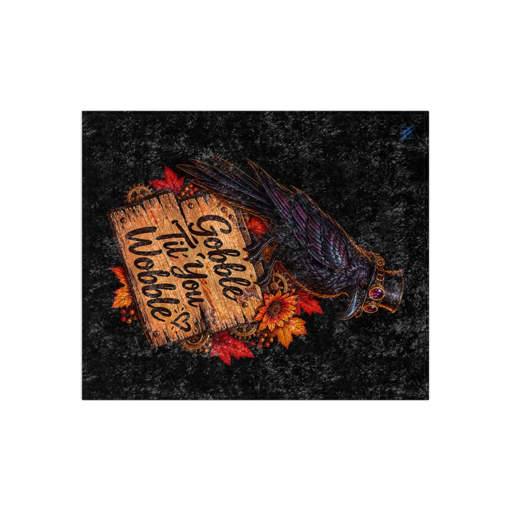 Gobble Til’ You Wobble Crow | Nectar Napkins Fun-Flirty Lovers’ Crushed Velvet Blankets