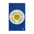 Good Times Good Vibes Happy Face Blue | Mix & Match Classic Fun-Flirty Lovers’ Towels