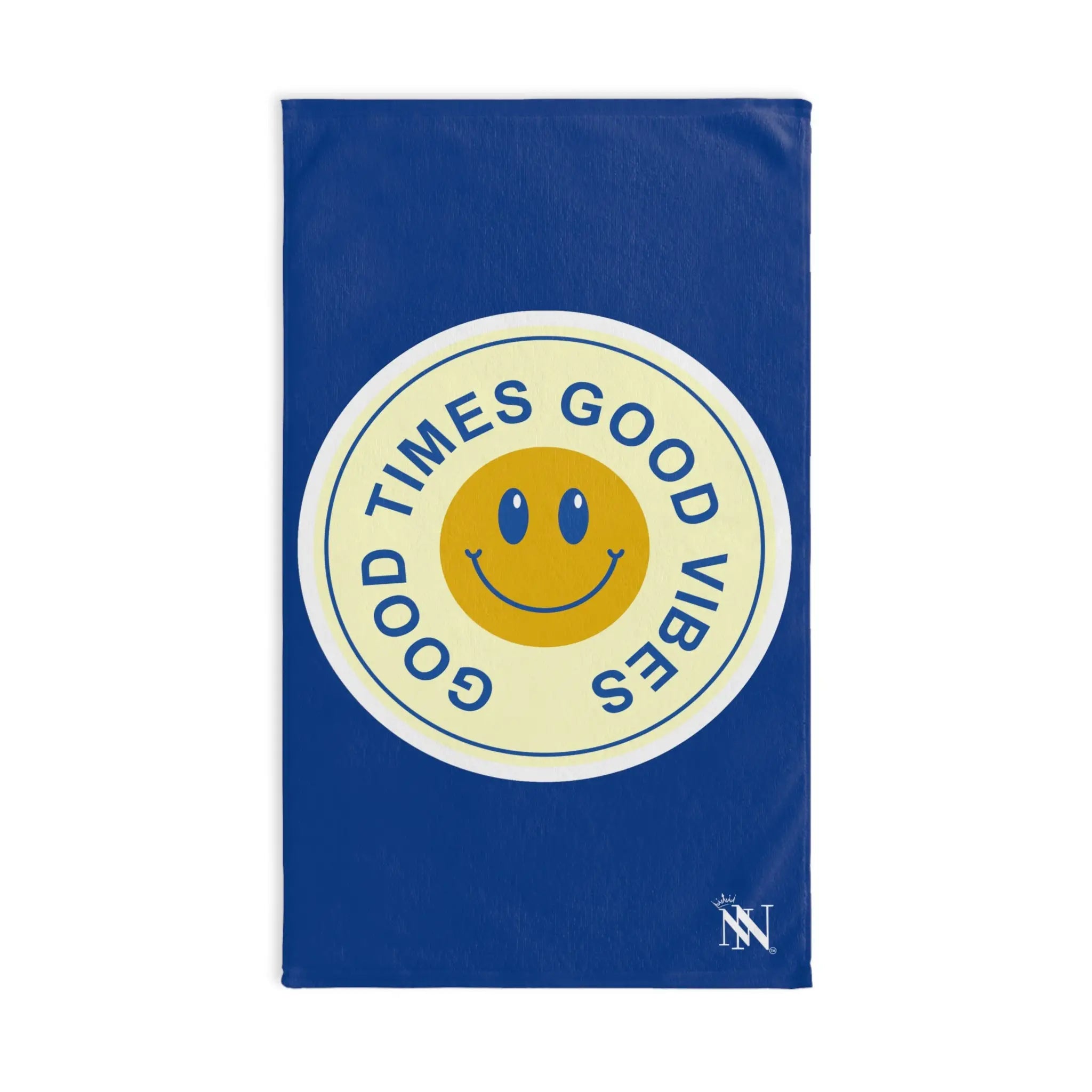Good Times Good Vibes Happy Face Blue Cum Towel