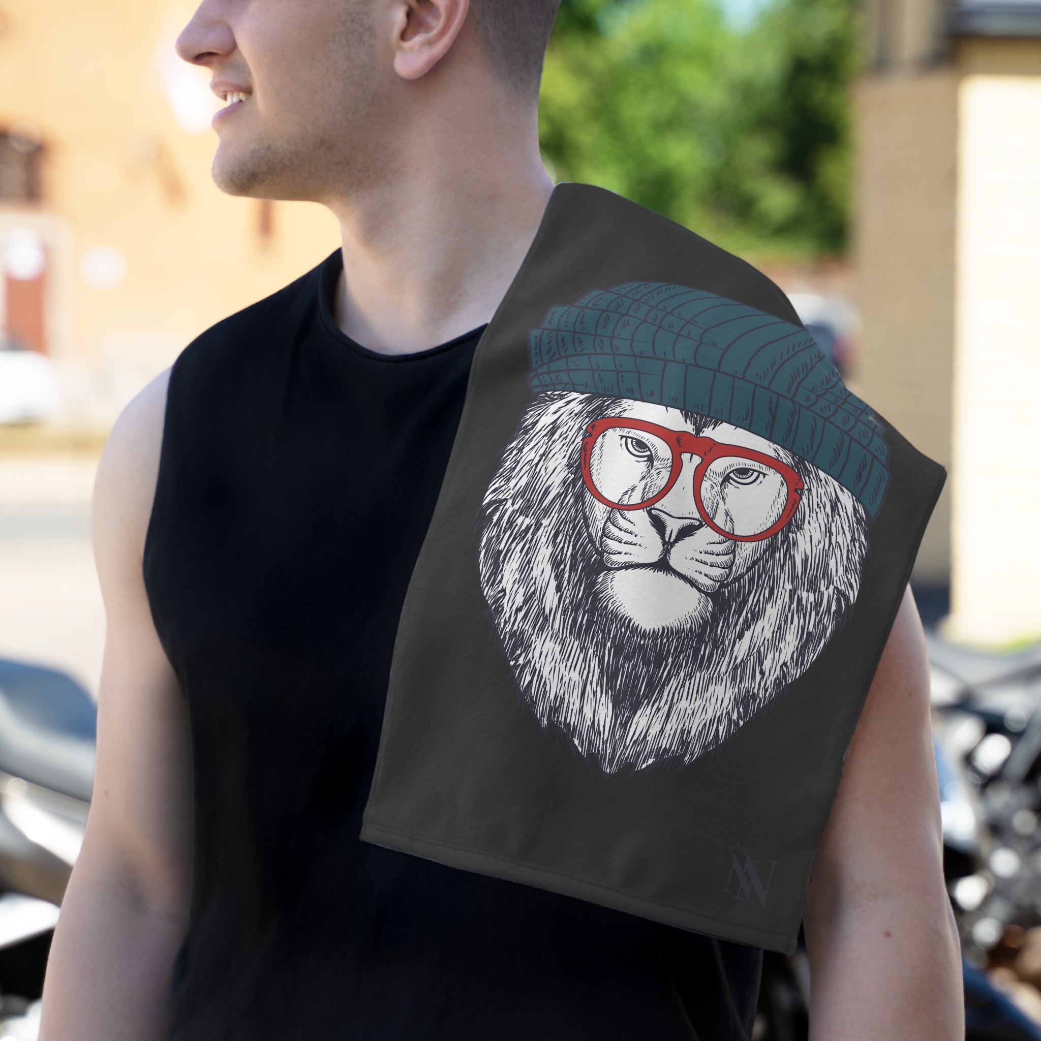 Cool Lion Cat Dark Grey | Mix & Match Soft Fun-Flirty Lovers’ Towels