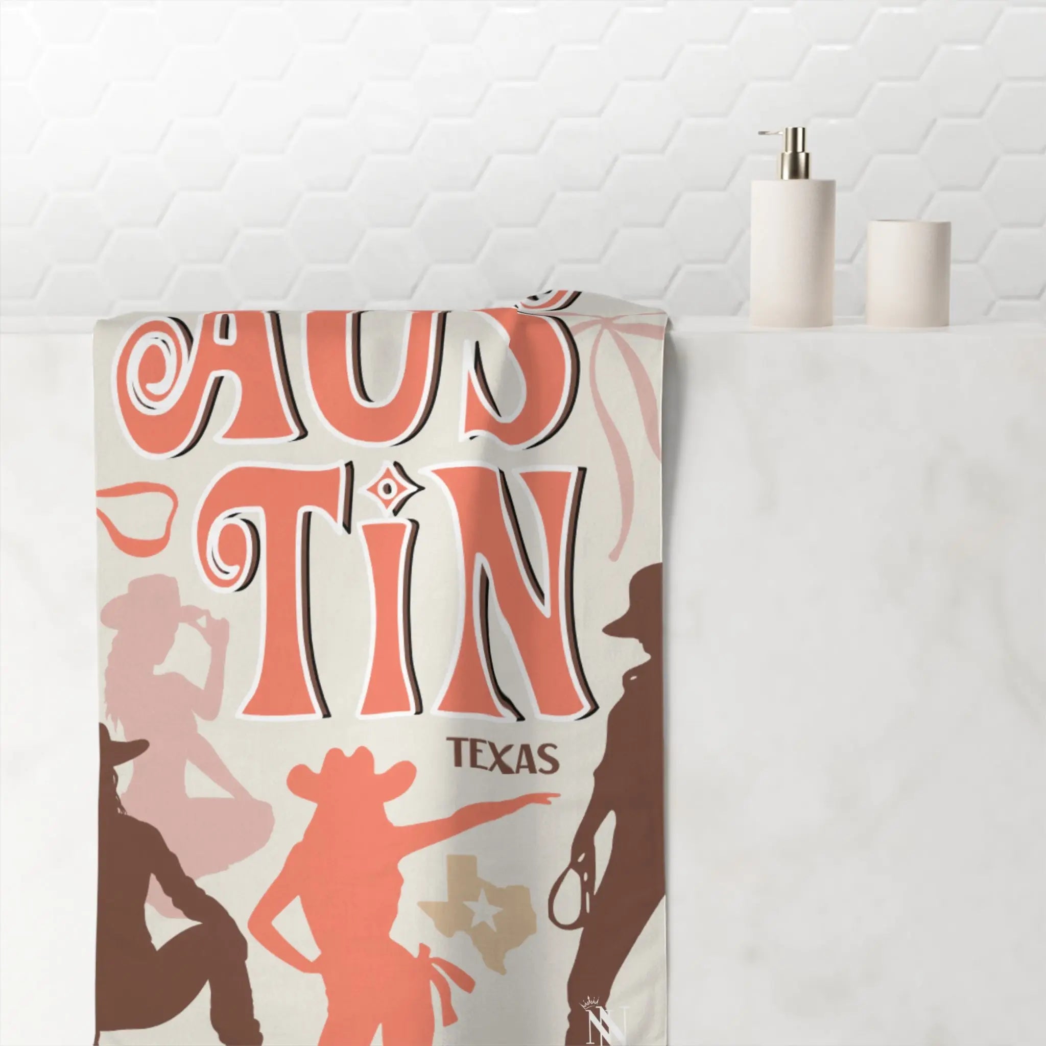 Austin Texas Cowgirl Beach Towel