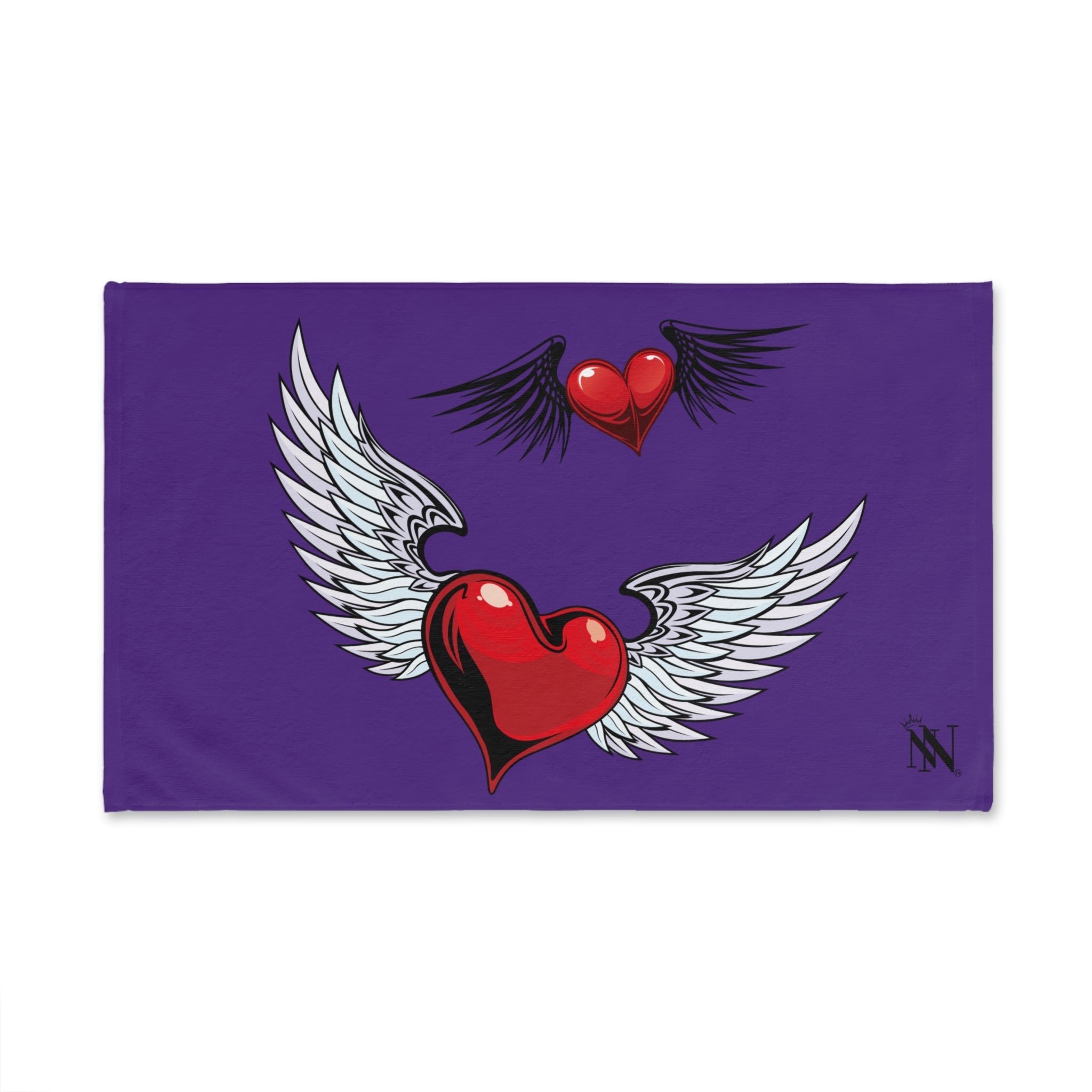 Double Hearts with Wings Purple Cum Towel