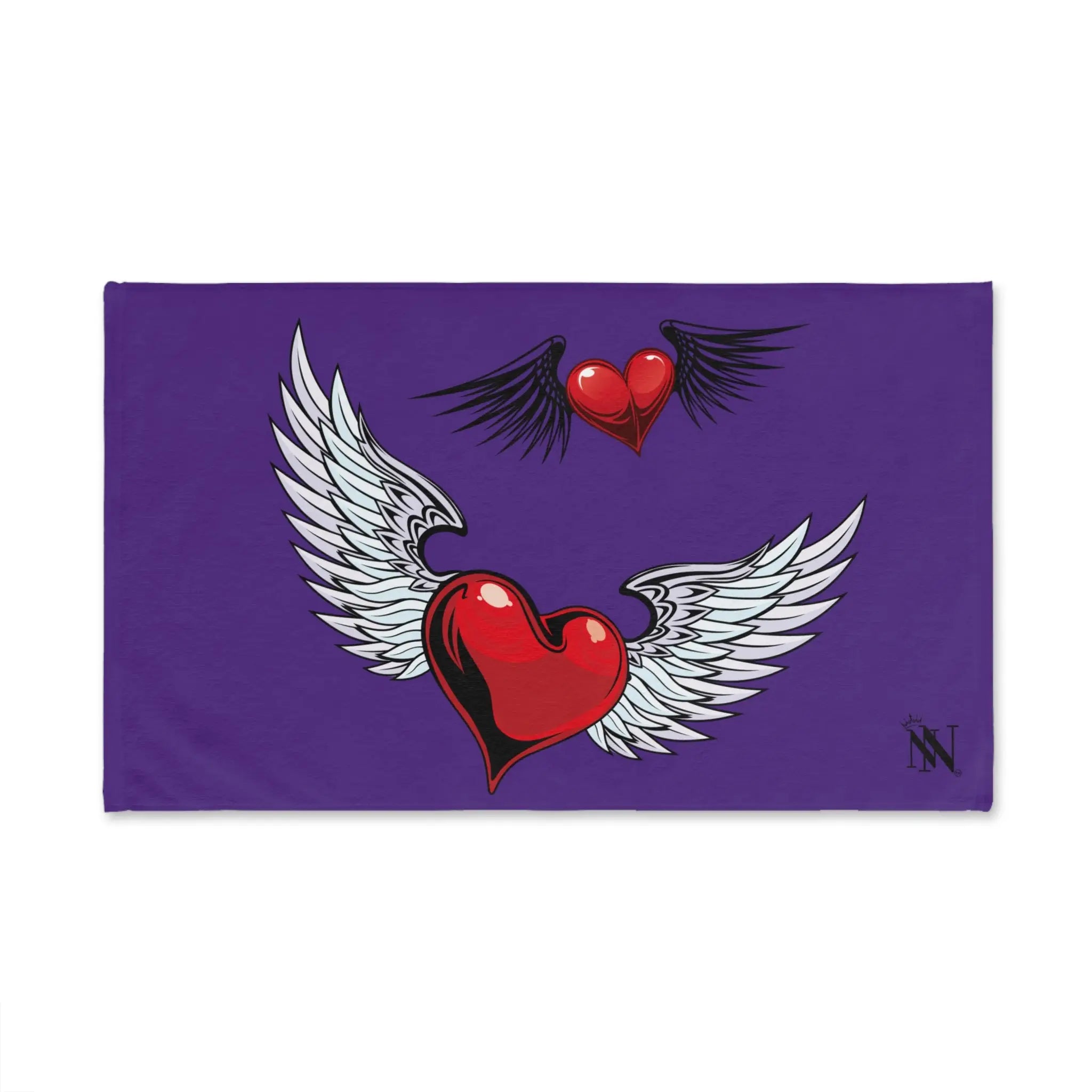 Double Hearts with Wings Purple Cum Towel