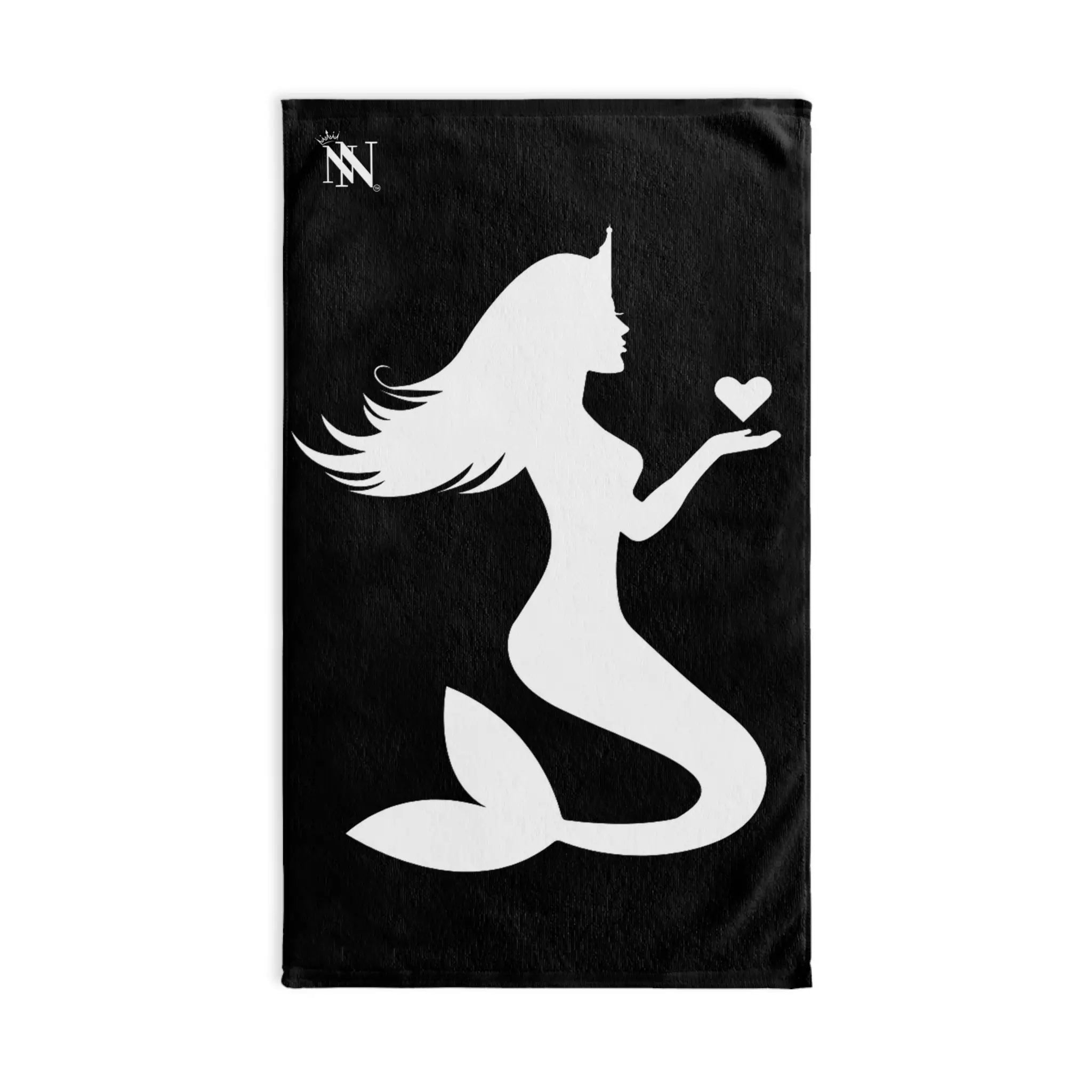 Mermaid Holding Heart Black Cum Towel