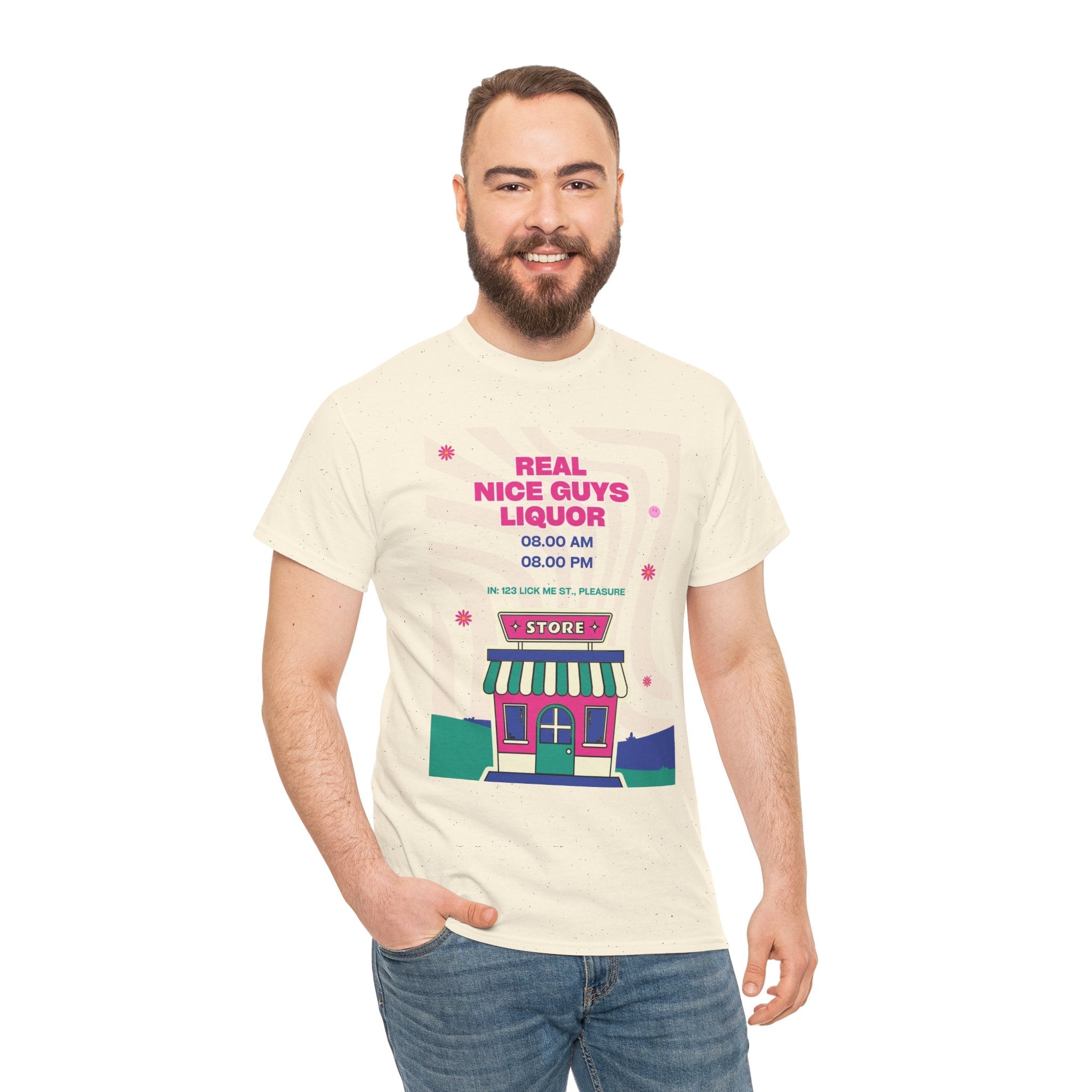 Real Guys Nice Liquor Store | Mix & Match 100% Cotton Unisex Fun-Flirty Lovers’ Tees