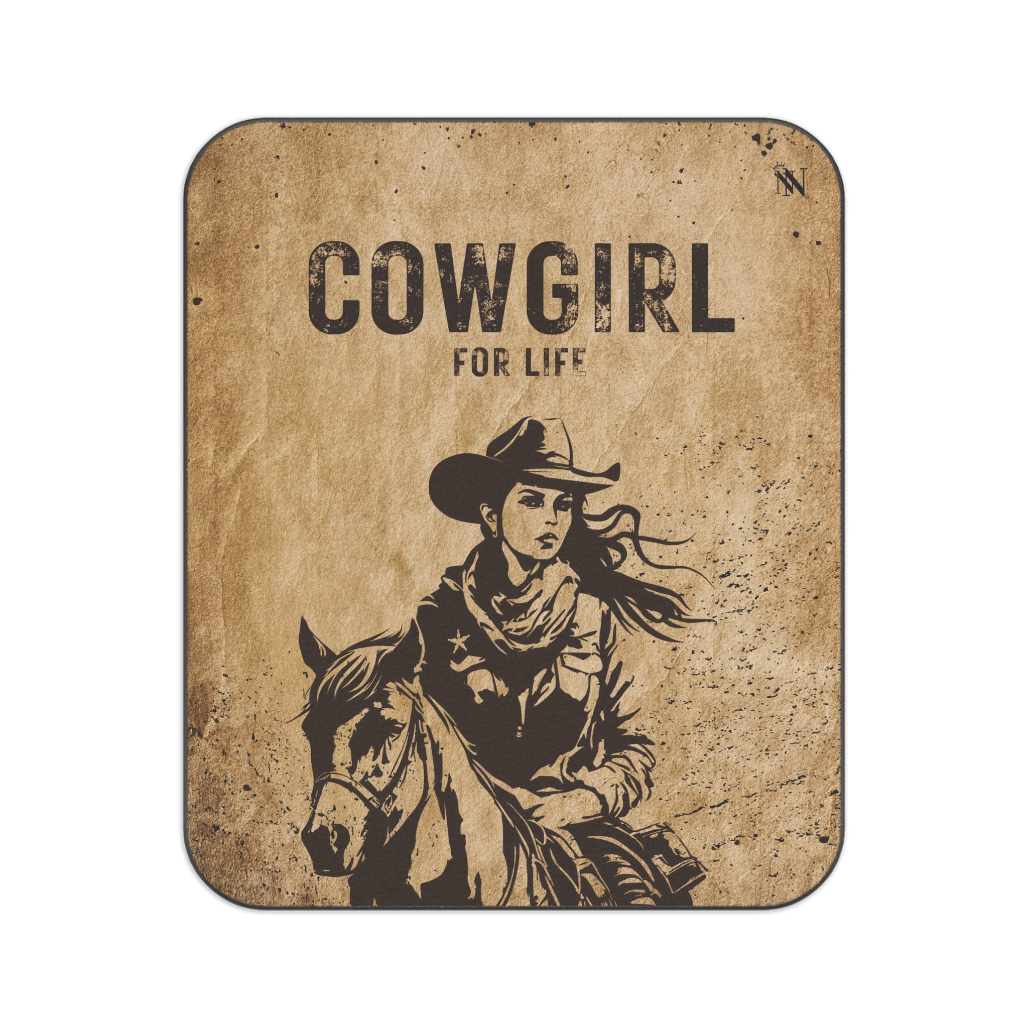 Vintage Cowgirl for Life Poster Luxury Soft Playful Lovers’ Water-Resistant Sex Blanket