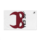 Yes Sir’ Red Mask Horns White | Mix & Match Classic Fun-Flirty Lovers’ Towels