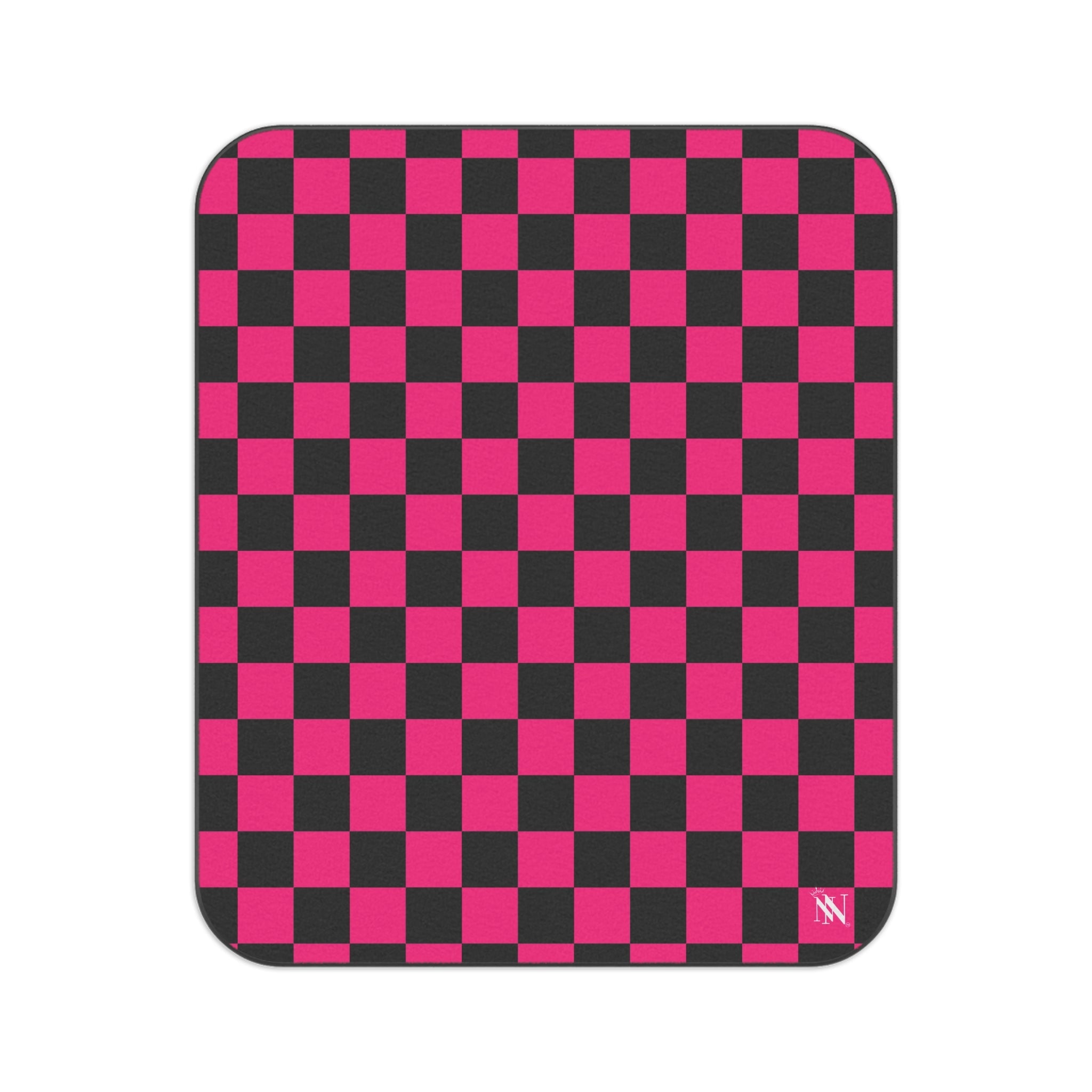 Signature Pink Black Checkers | Mix Match Fun-Flirty Lovers’ Water-Resistant Blankets