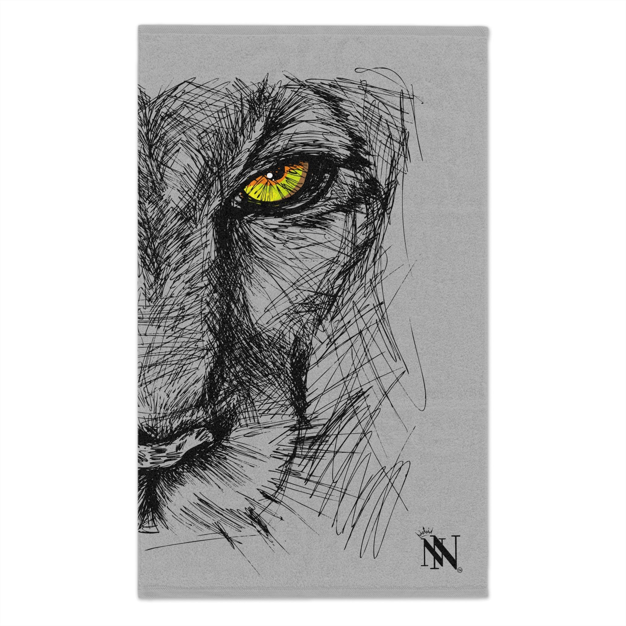 Fierce Cat Light Grey | Mix & Match Soft Fun-Flirty Lovers’ Towels