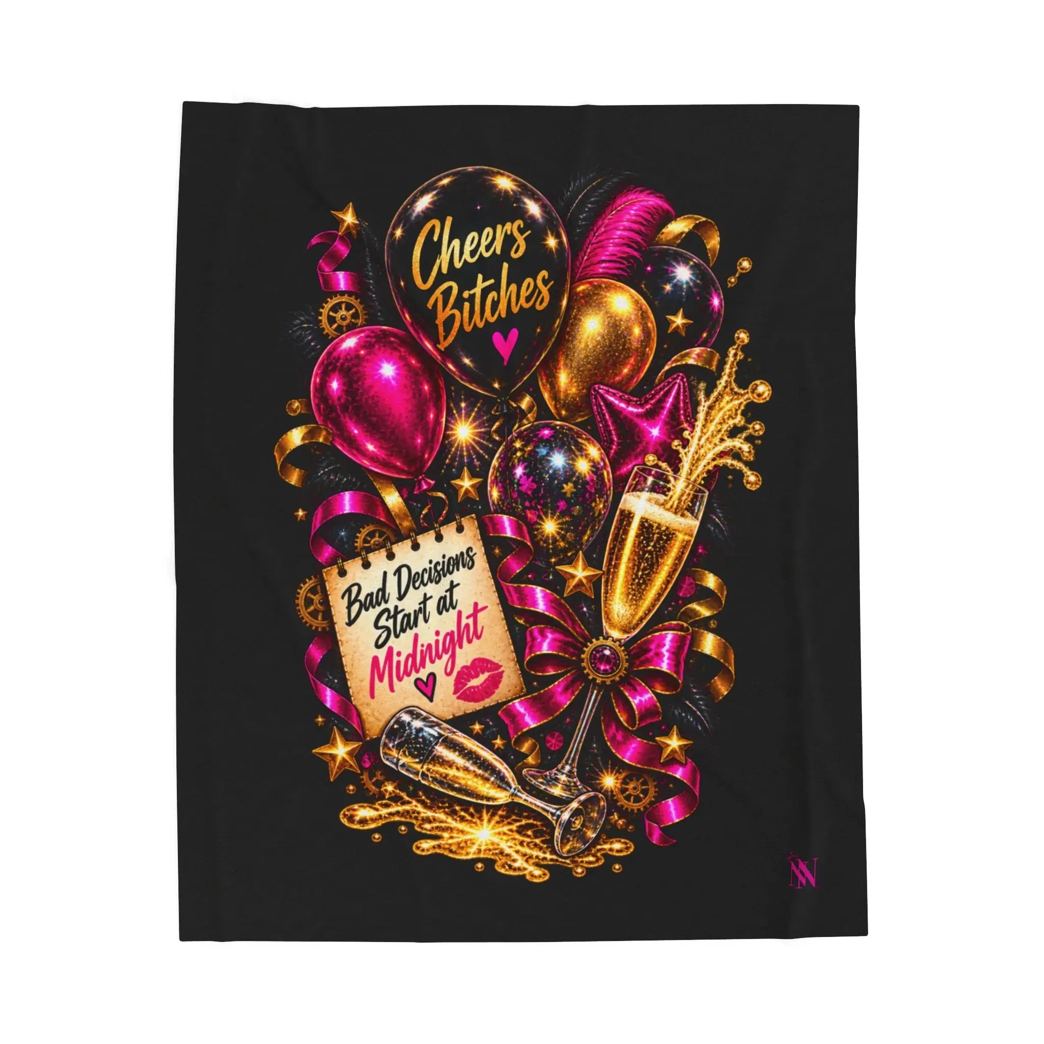 Cheers Bitches New Years | Nectar Napkins Fun-Flirty Lovers’ Blankets