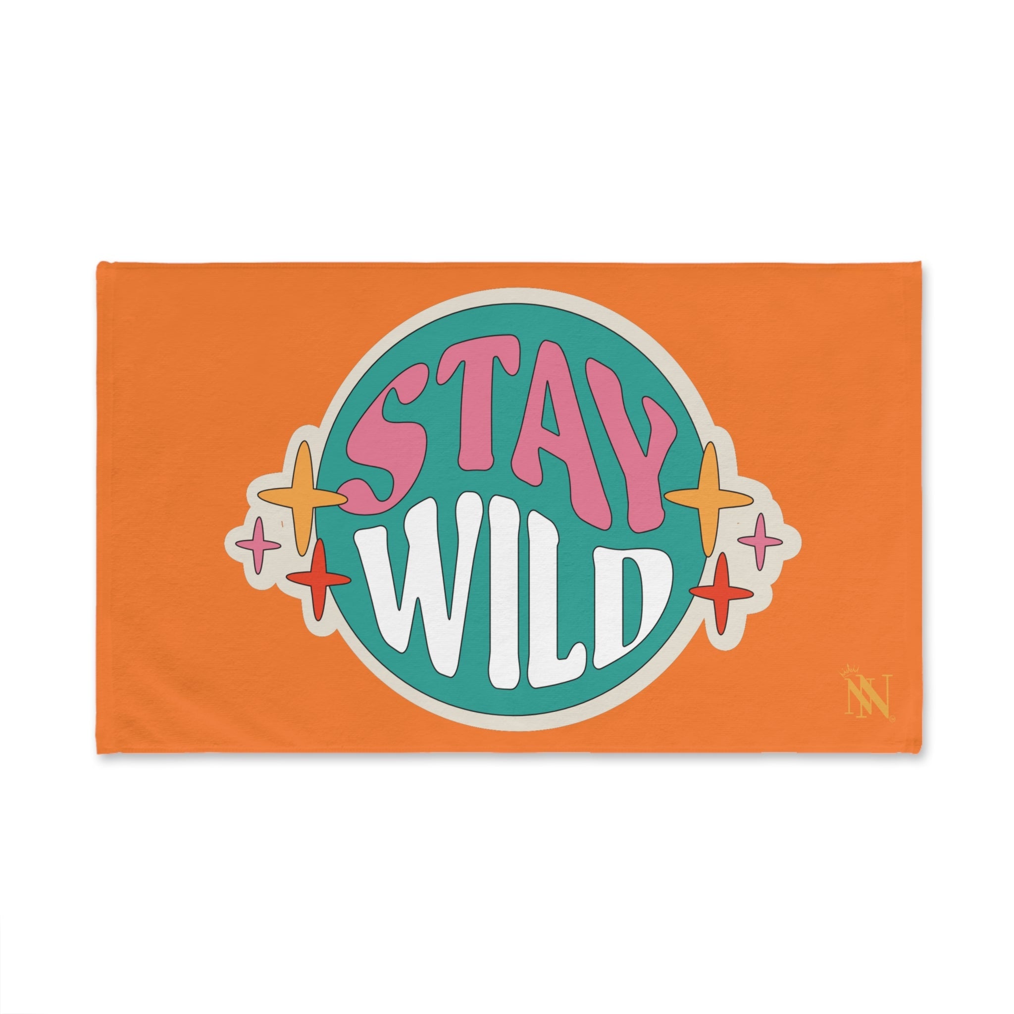 Stay Wild Retro Sticker Orange Crusta | Mix & Match Classic Fun-Flirty Lovers’ Towels