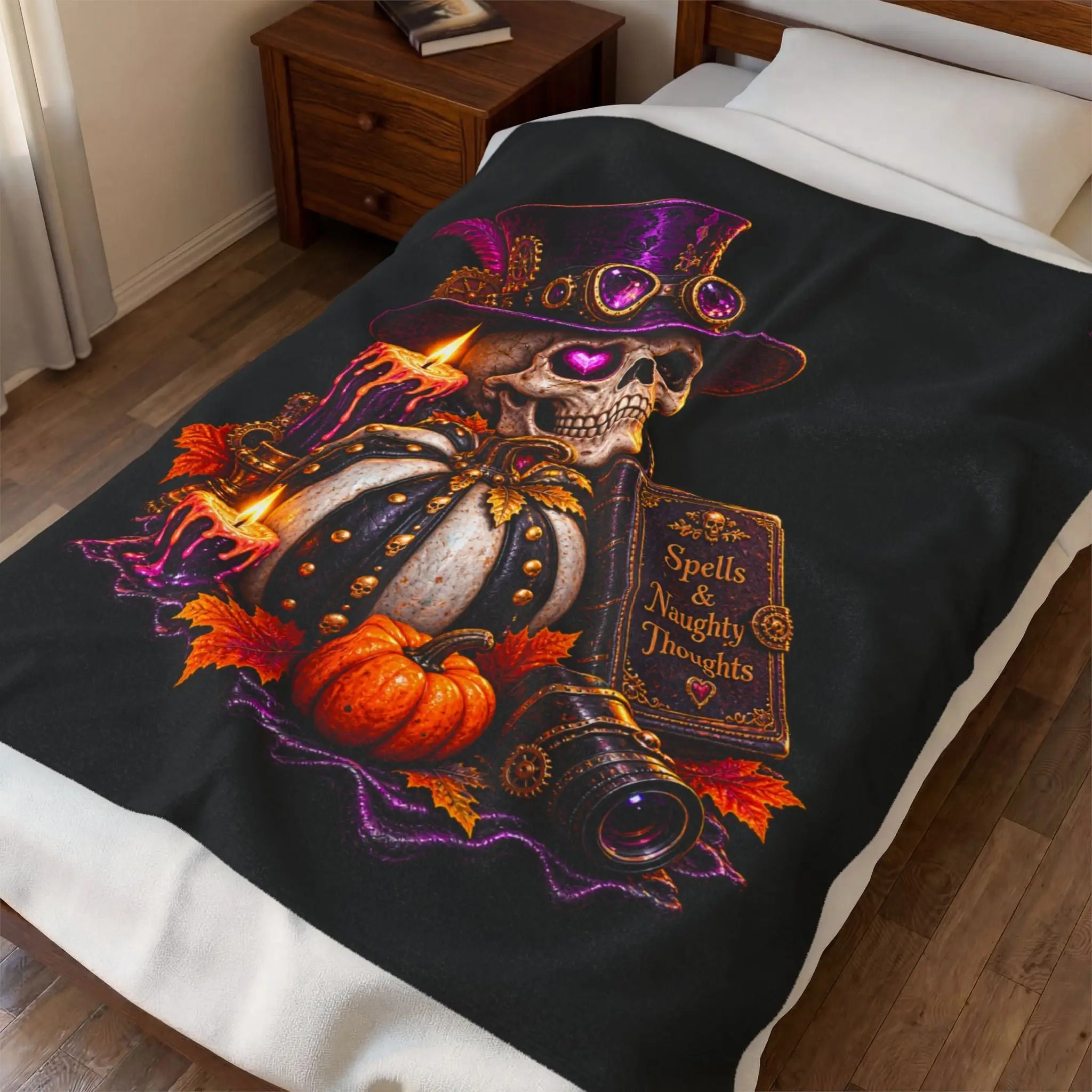 Spells & Naughty Thoughts Skull | Nectar Napkins Fun-Flirty Lovers’ Blankets