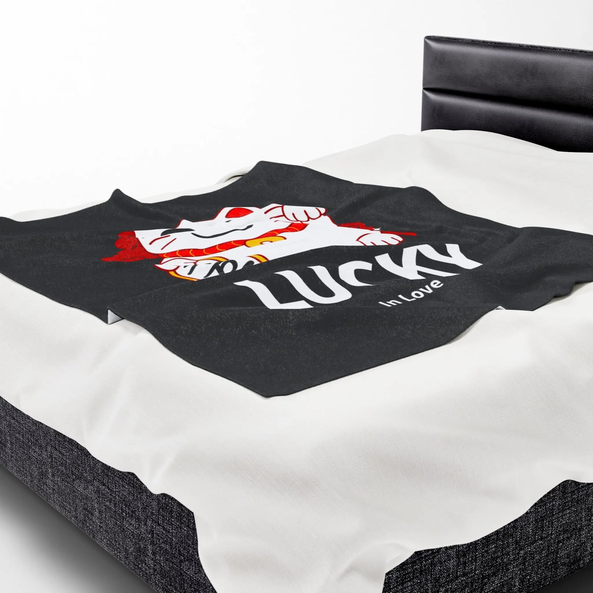 Lucky In Love Beckoning Cat Lovers’ Silky Soft Blanket
