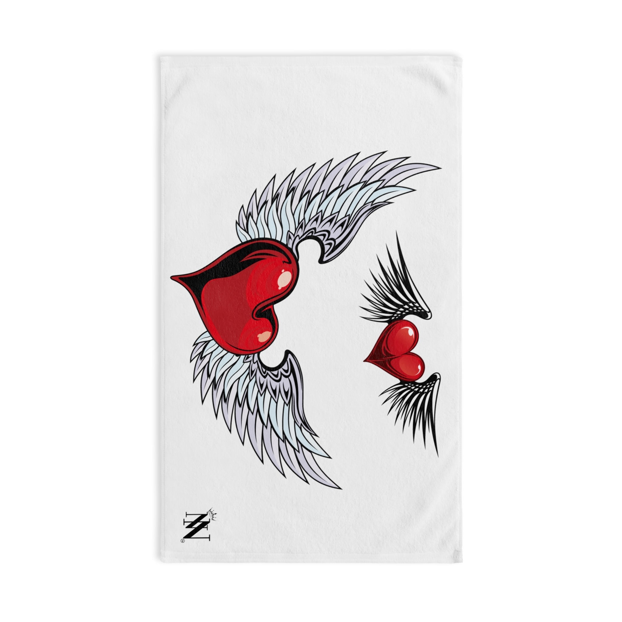 Double Hearts with Wings Cum Towel