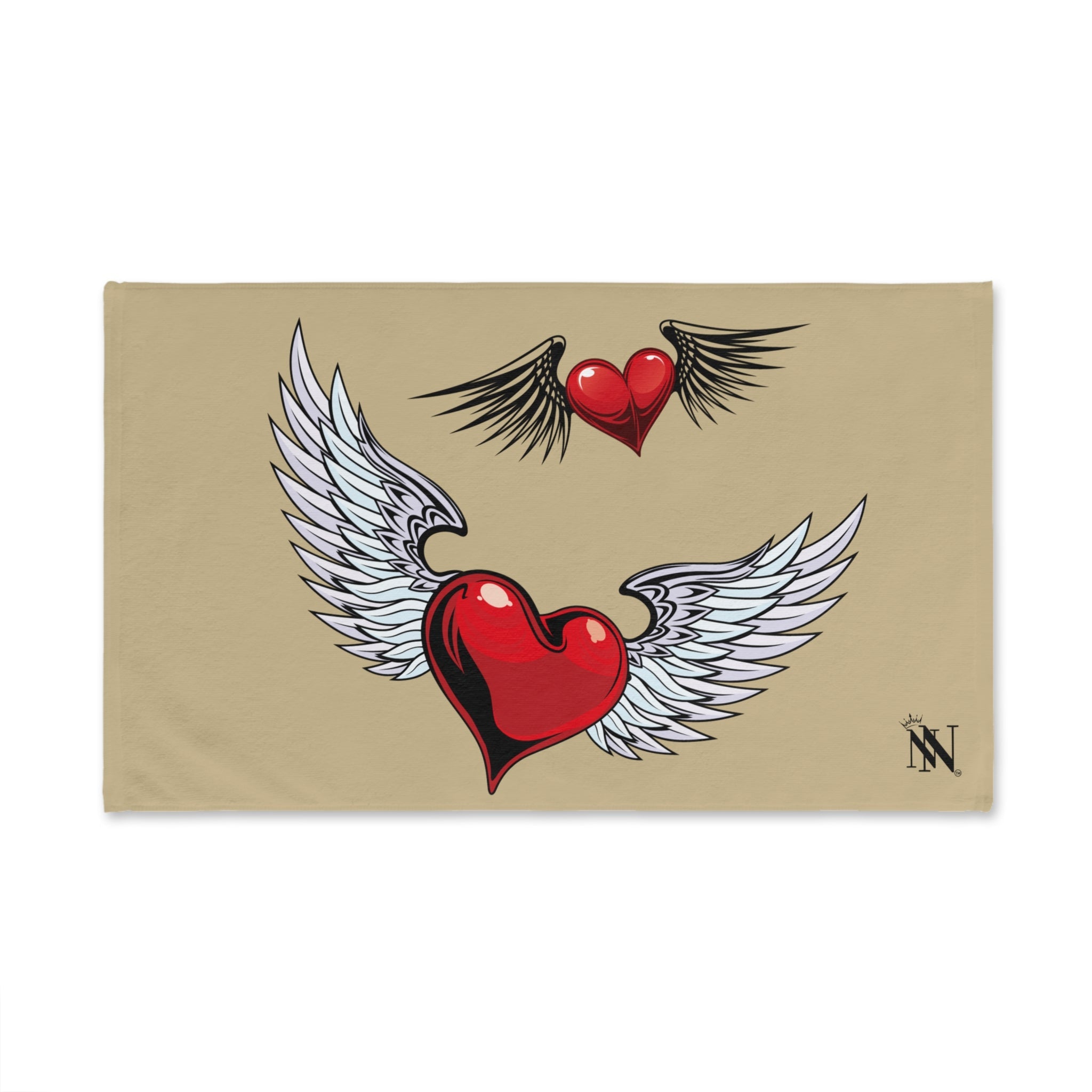Double Hearts with Wings Gold Cum Towel