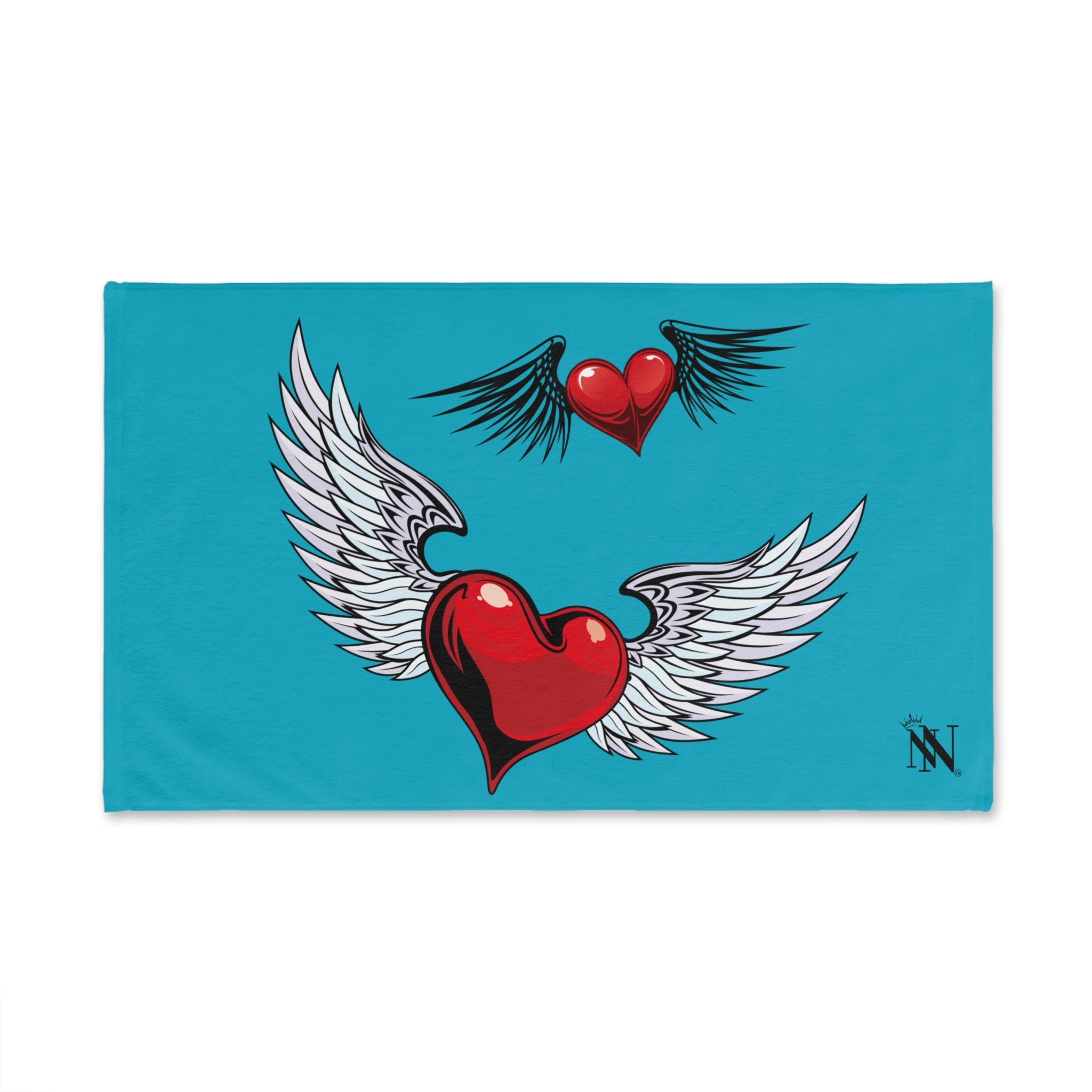 Double Hearts with Wings Teal Cum Towel