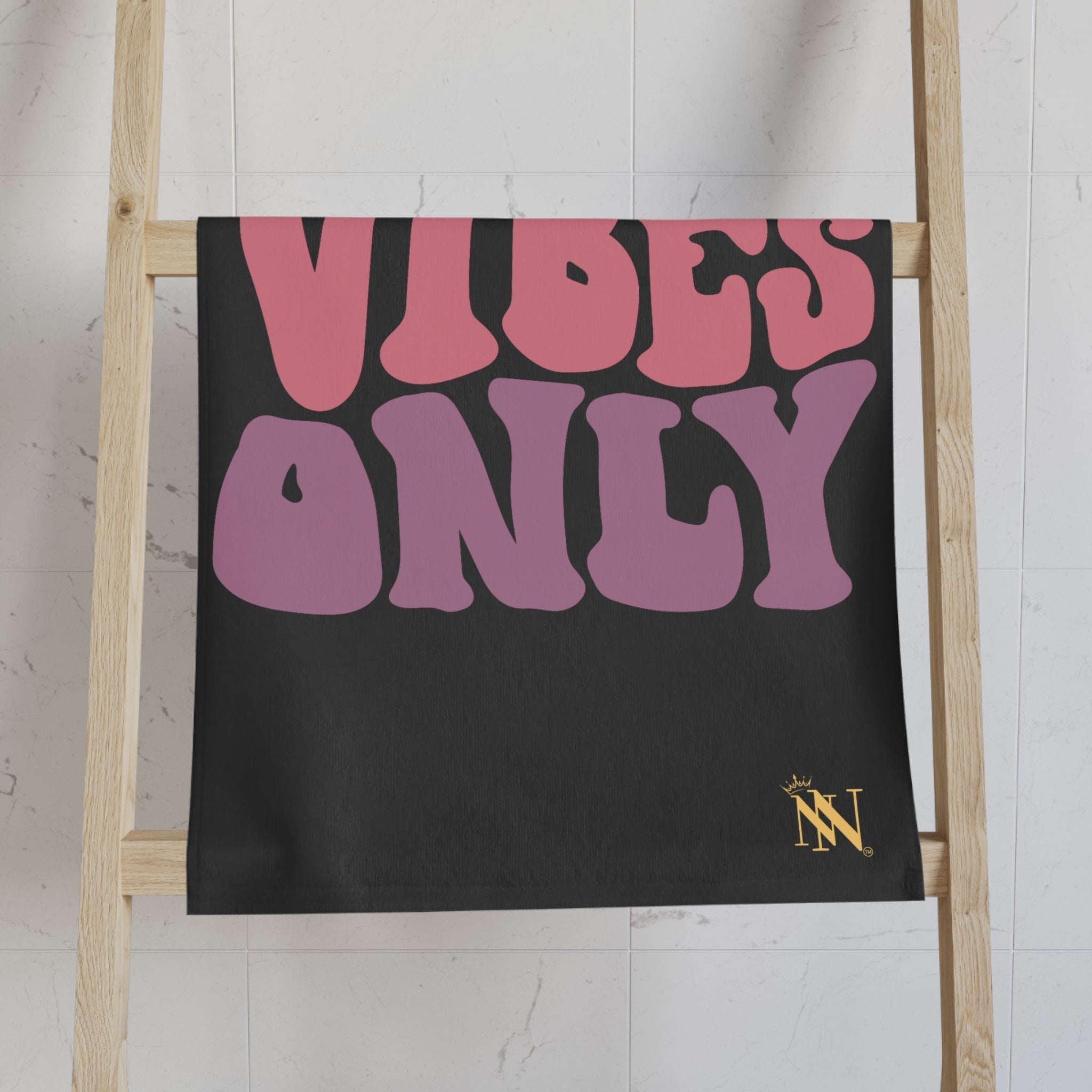 Good Vibes Retro Letters Dark Grey Cum Towel