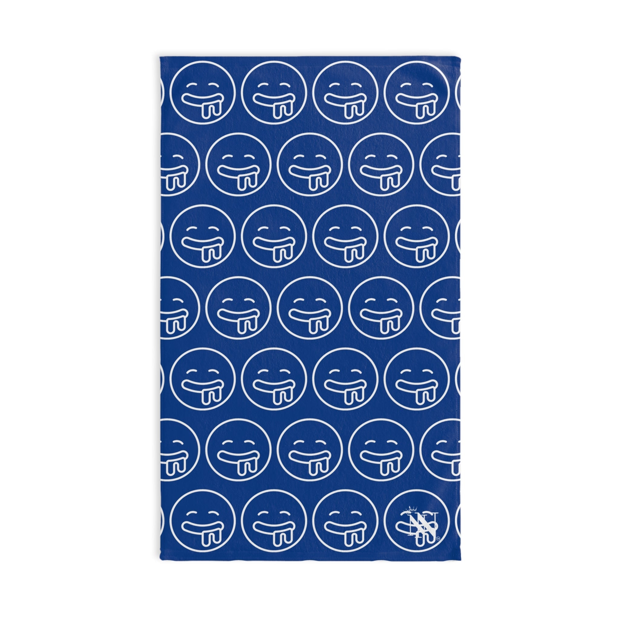 Hungry Drooling Emoji Pattern Blue Cum Towel