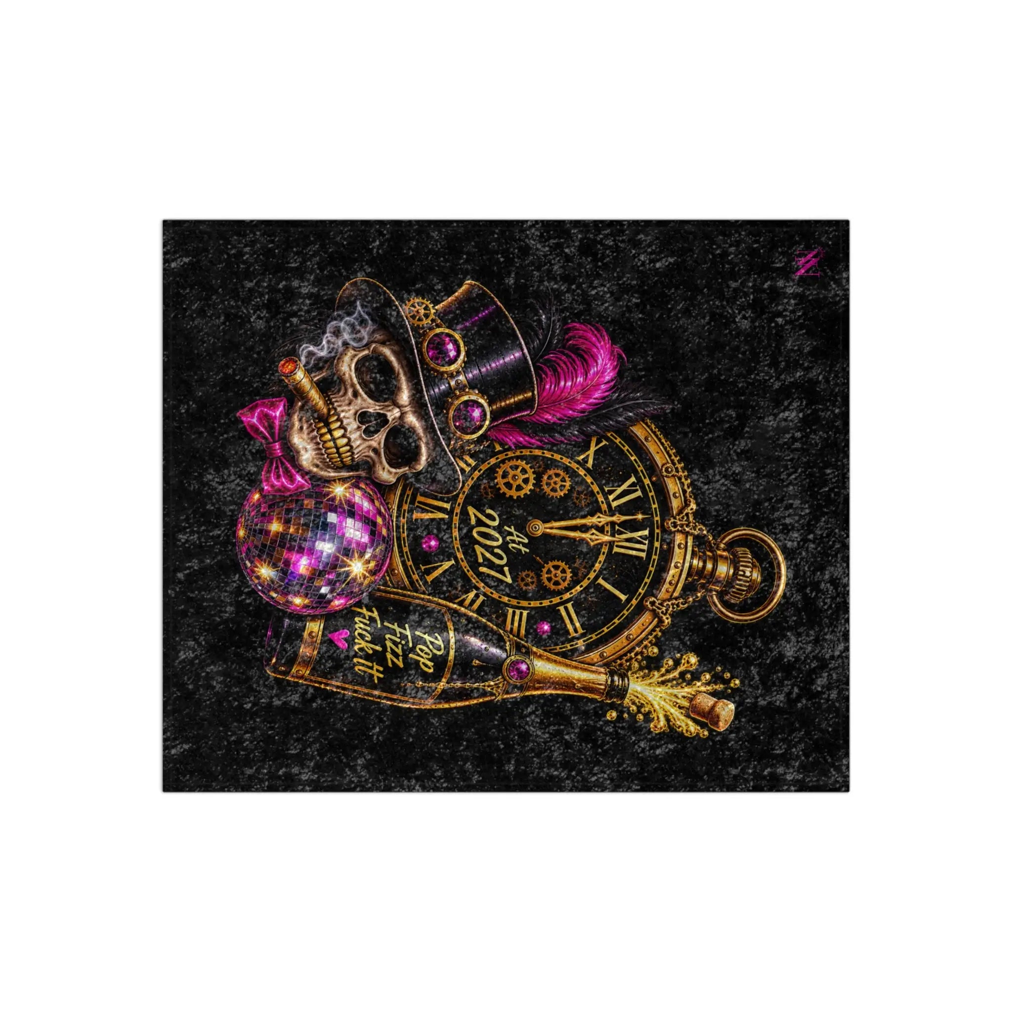Pop Fizz Fuck It New Years | Nectar Napkins Fun-Flirty Lovers’ Crushed Velvet Blankets