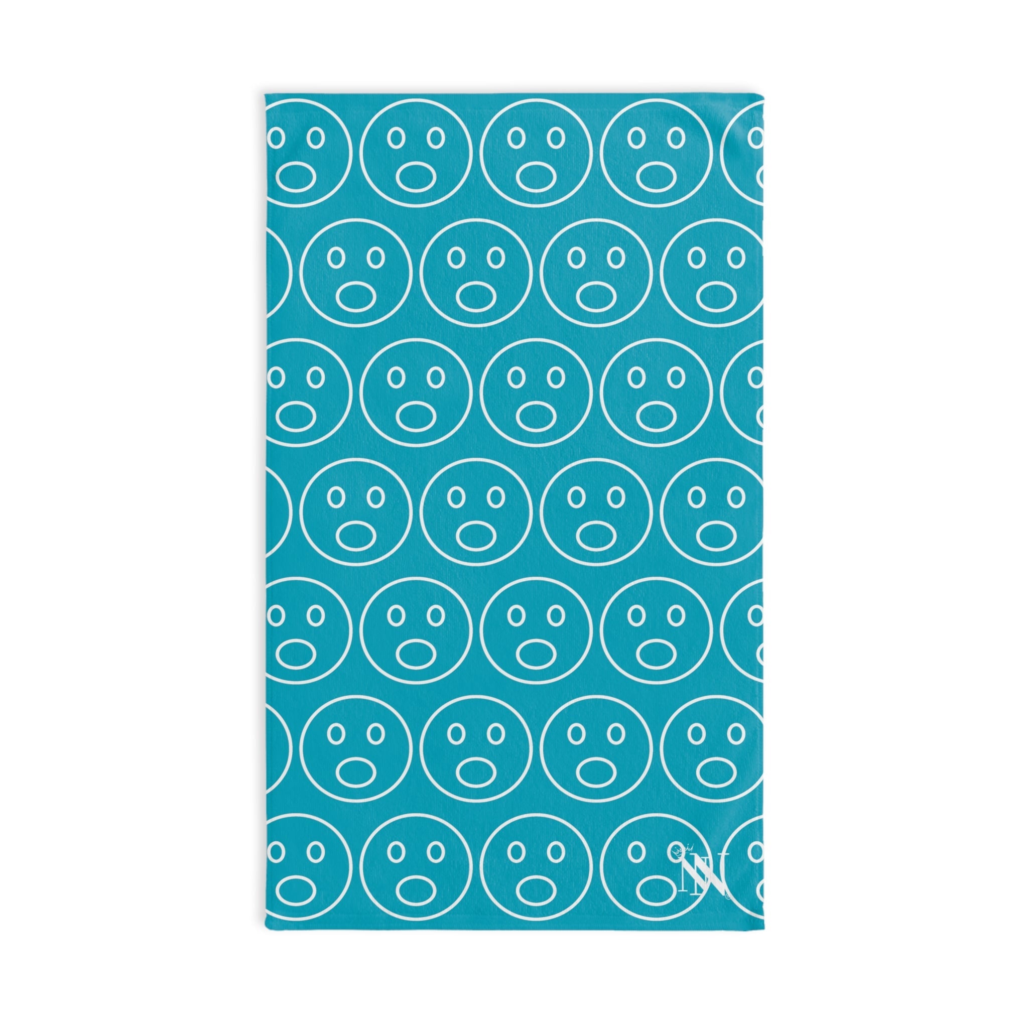 Surprised Emoji Pattern Teal Cum Towel