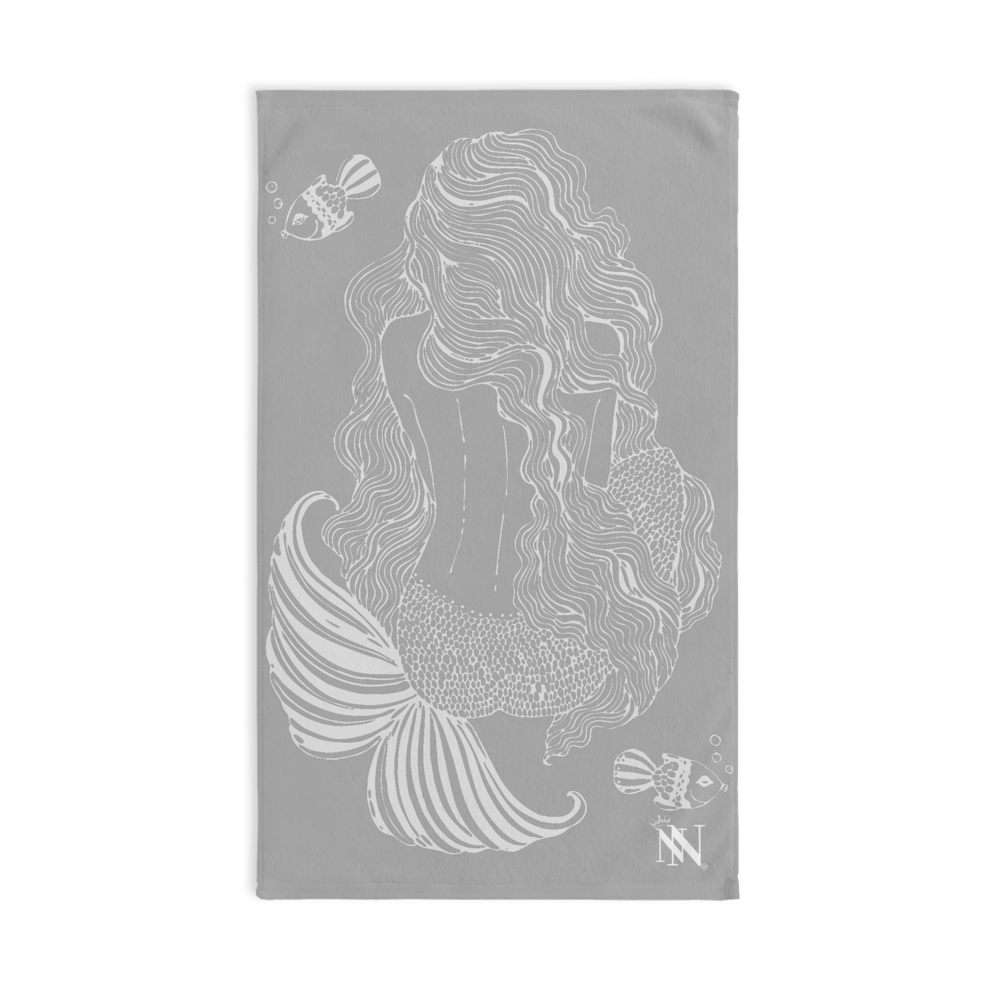 Mermaid Sitting Her Back Turned Light Grey Cum Towel