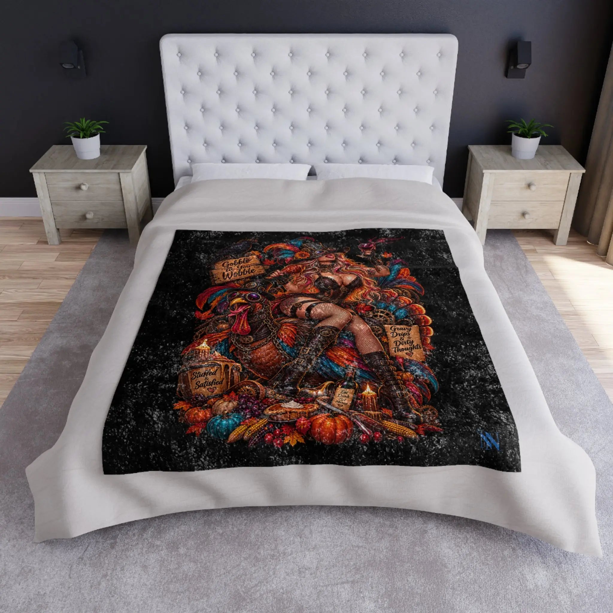Thanksgiving Fall Wicked Fantasy | Nectar Napkins Fun-Flirty Lovers’ Crushed Velvet Blankets