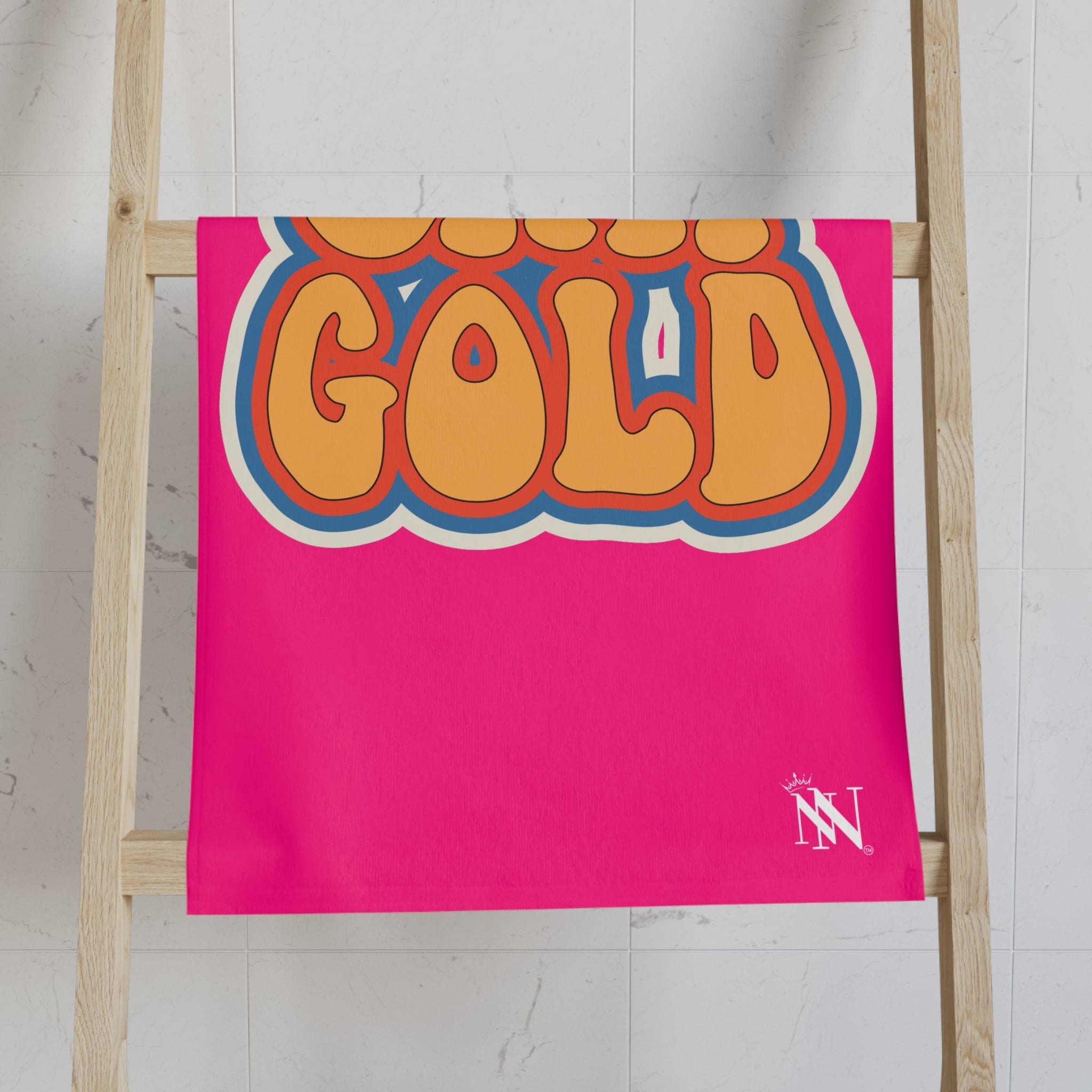 Stay Gold Retro Sticker Signature Pink Cum Towel