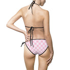 Pink & Soft Pink Checkers | Mix & Match Fun-Flirty Lovers’ String Bikinis
